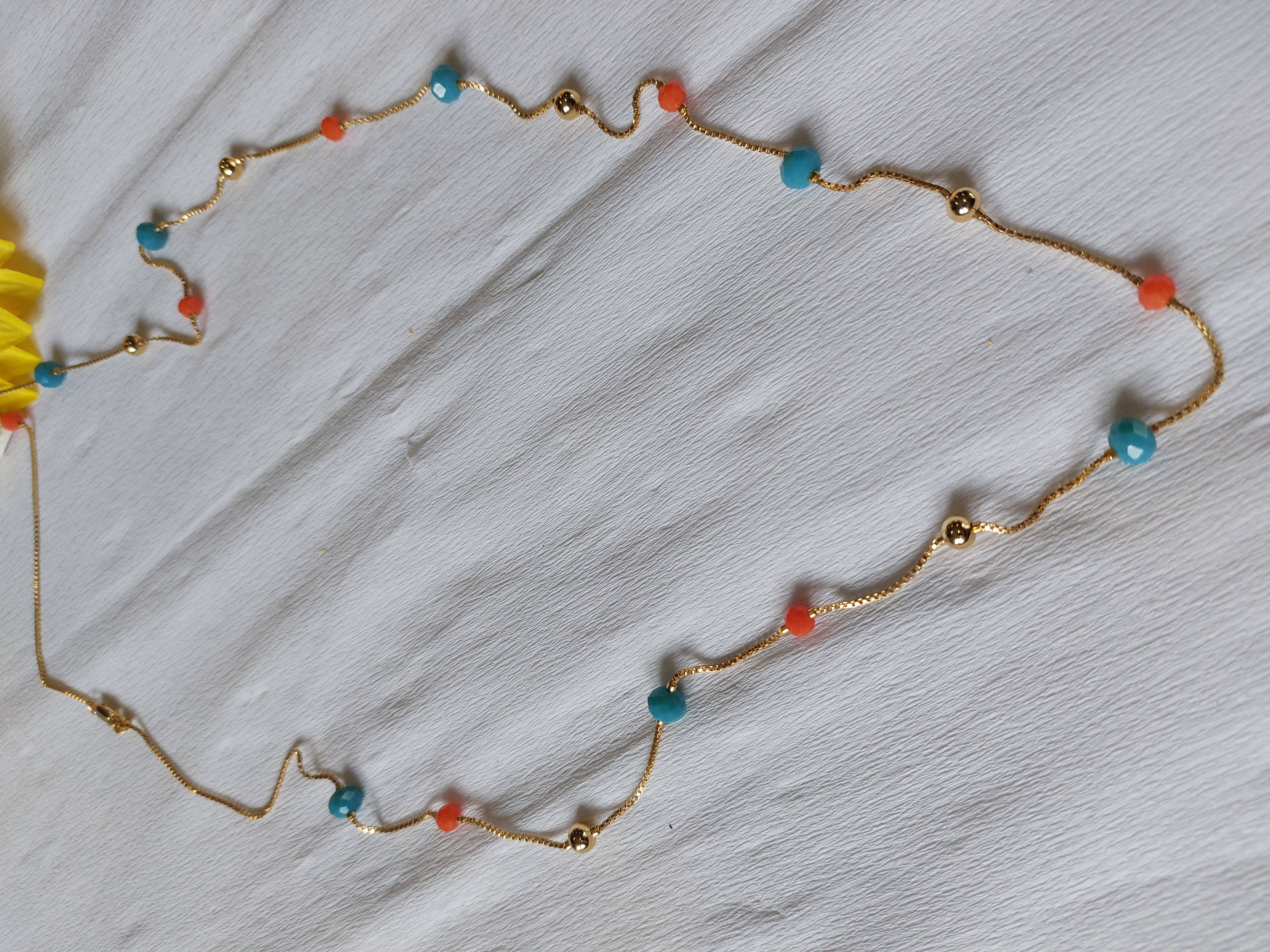 Corrente Fina com Pedrinhas Coloridas