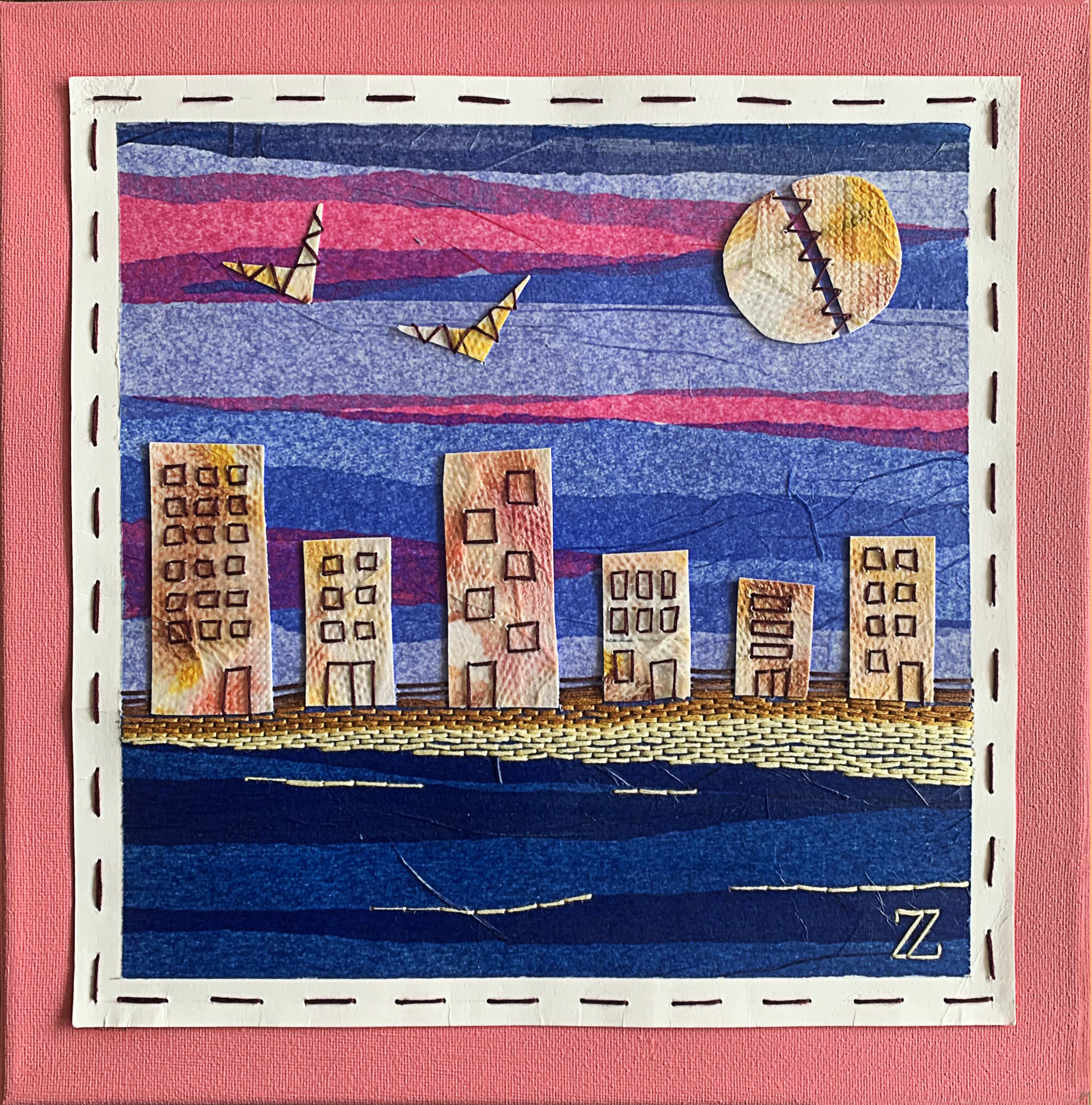A City on the Sea - 12x12" 