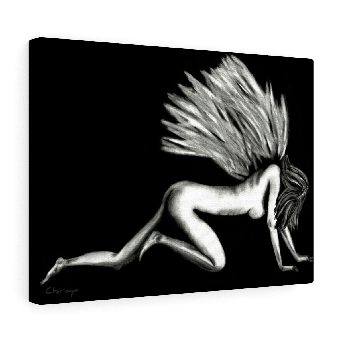 Fallen Angel Dark Night of the Soul Charcoal Drawing 