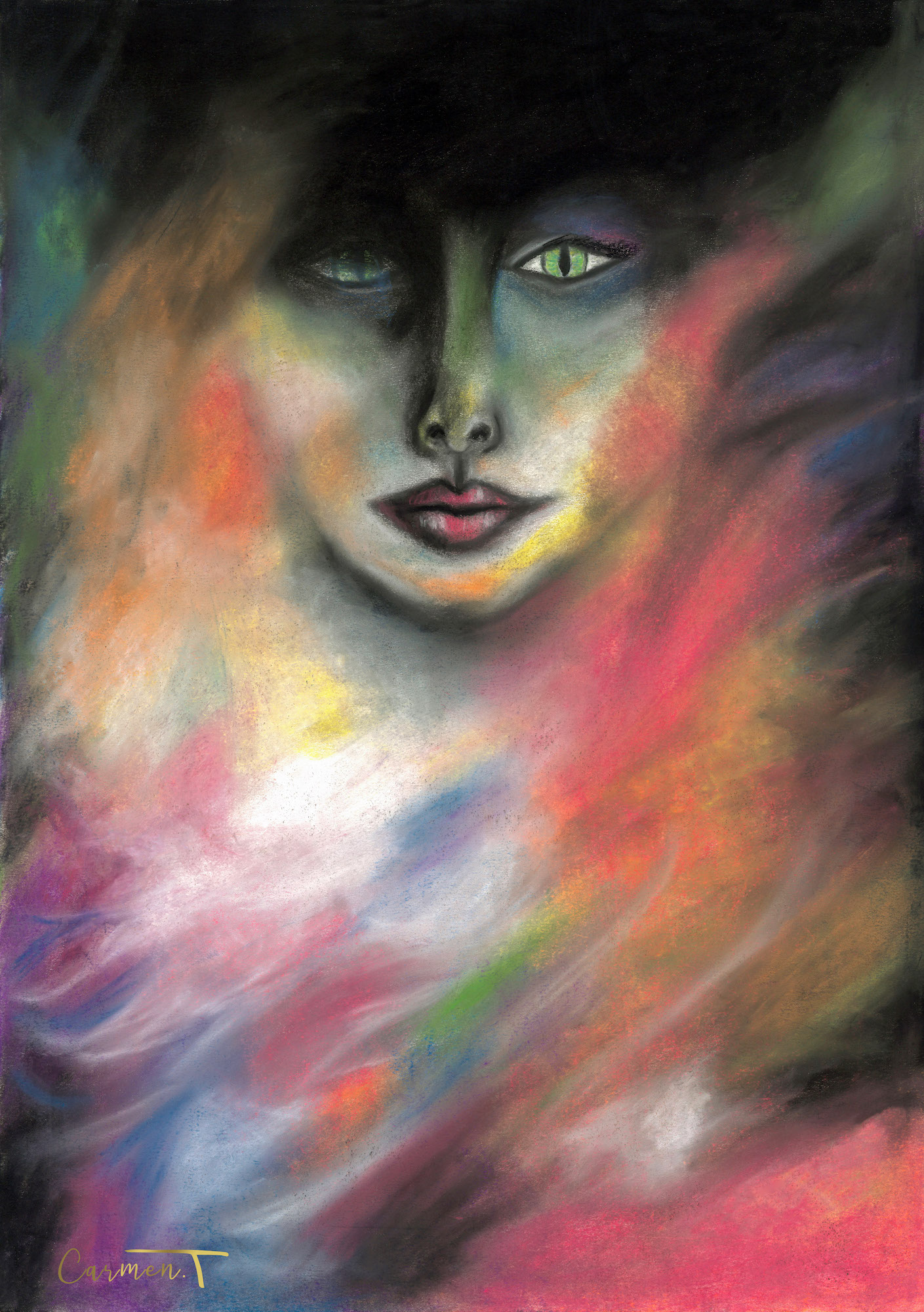 Lioness Woman Face Drawing