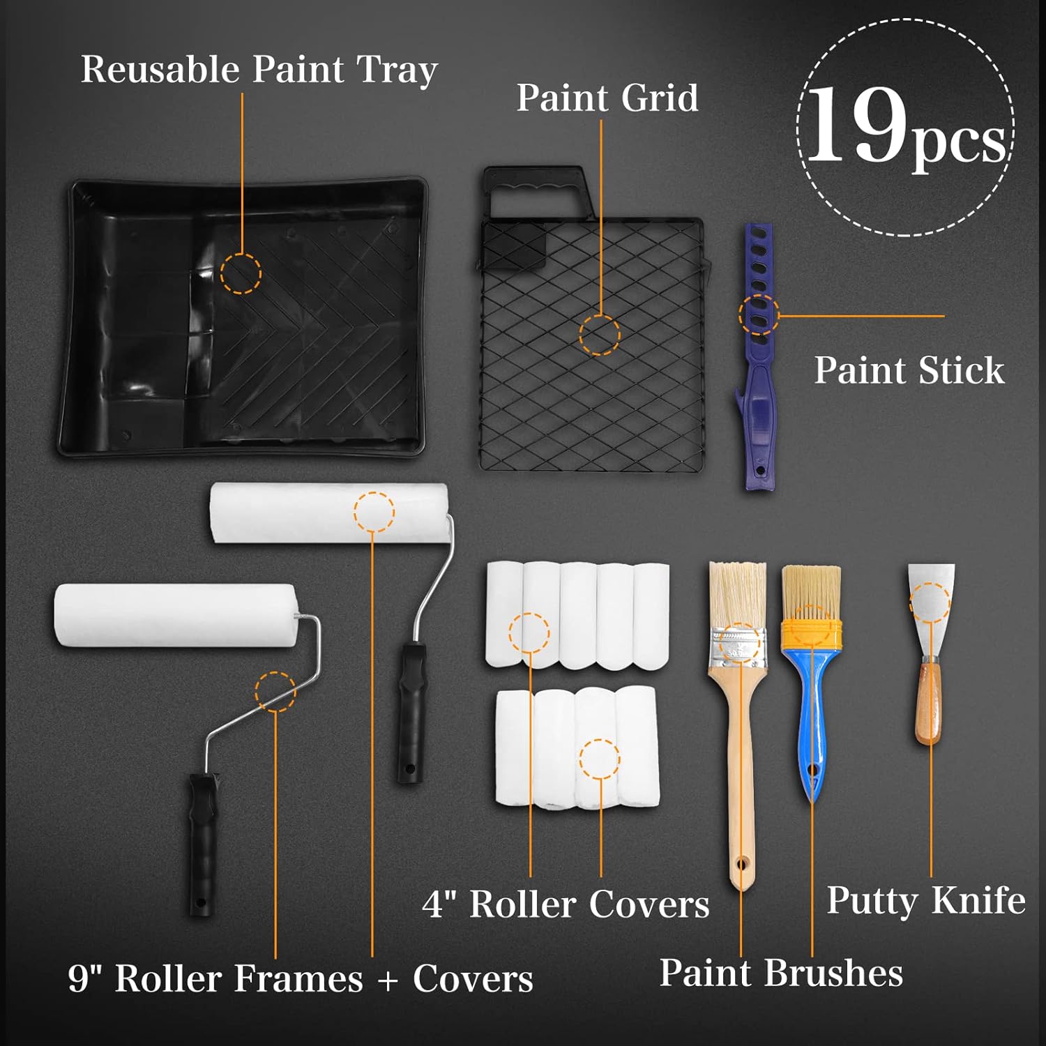 ETERNA Paint Roller Set,19 Piece Painting Roller Kit