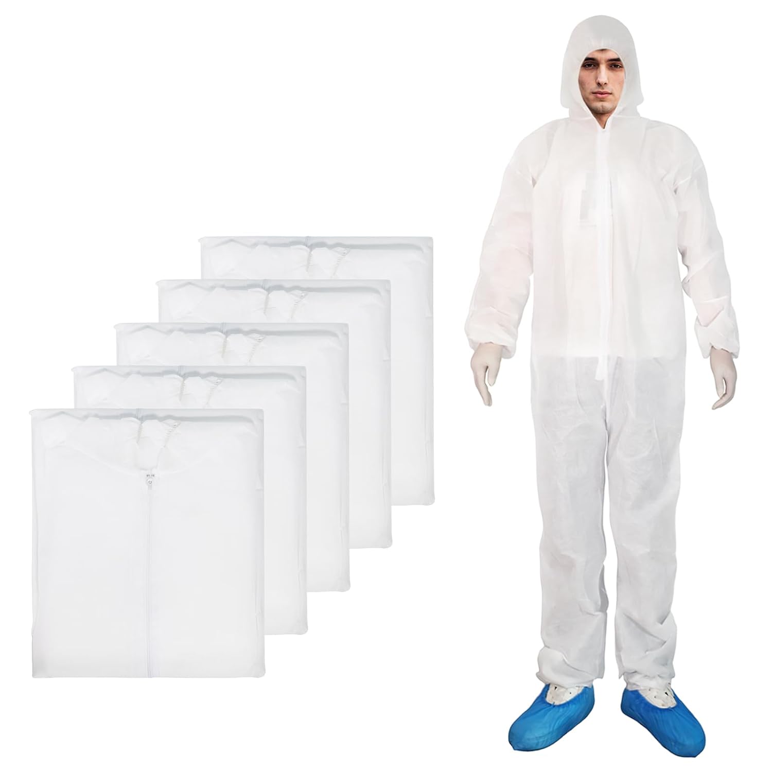ETERNA Hazmat Suits- Disposable Protective Coveralls with Shoe Covers for Men & Women