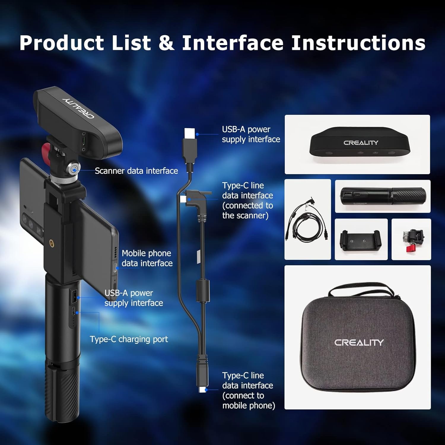Official Creality CR Scan Ferret 3D Scanner with Power Bank and Tripod