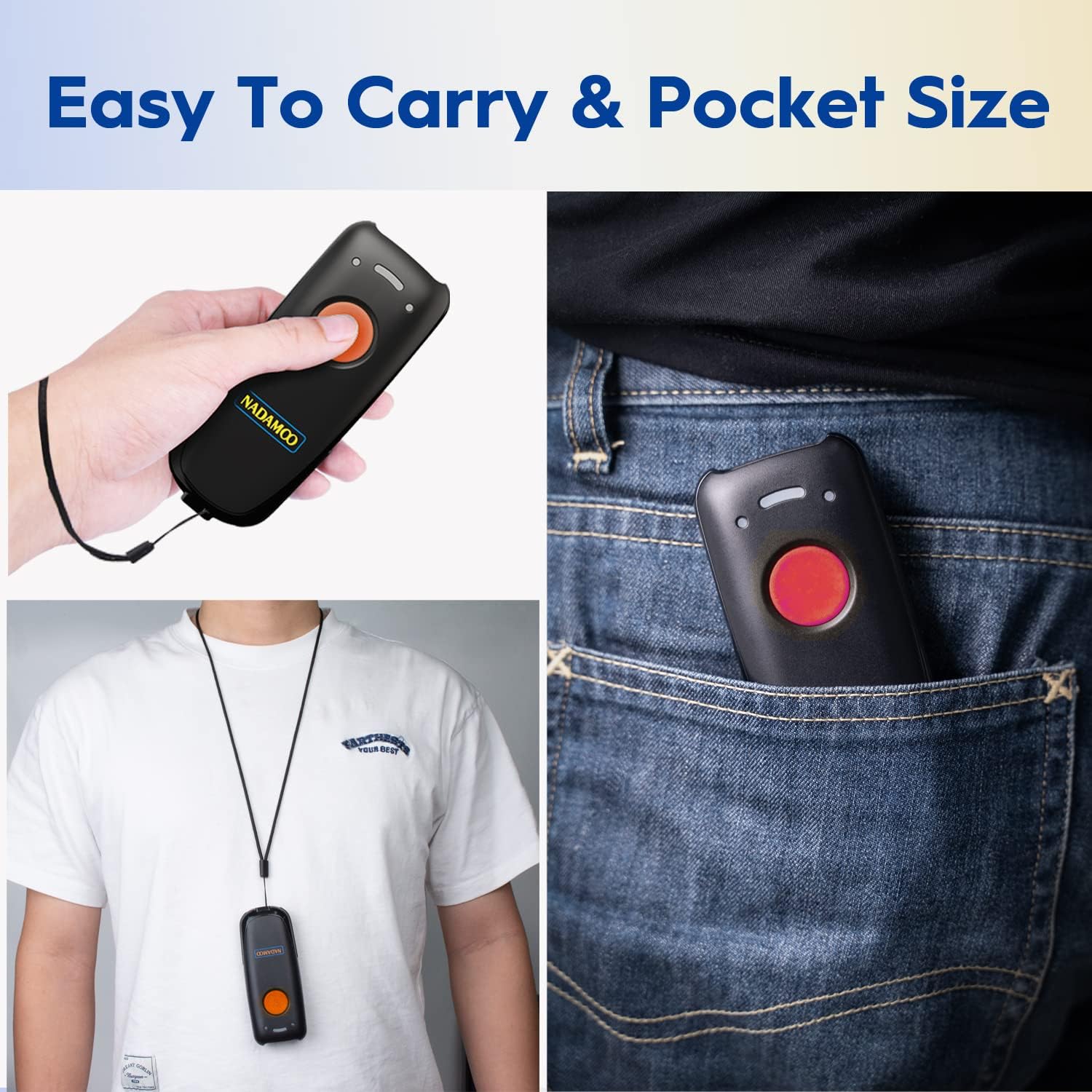 NADAMOO Wireless Barcode Scanner Compatible with Bluetooth Function