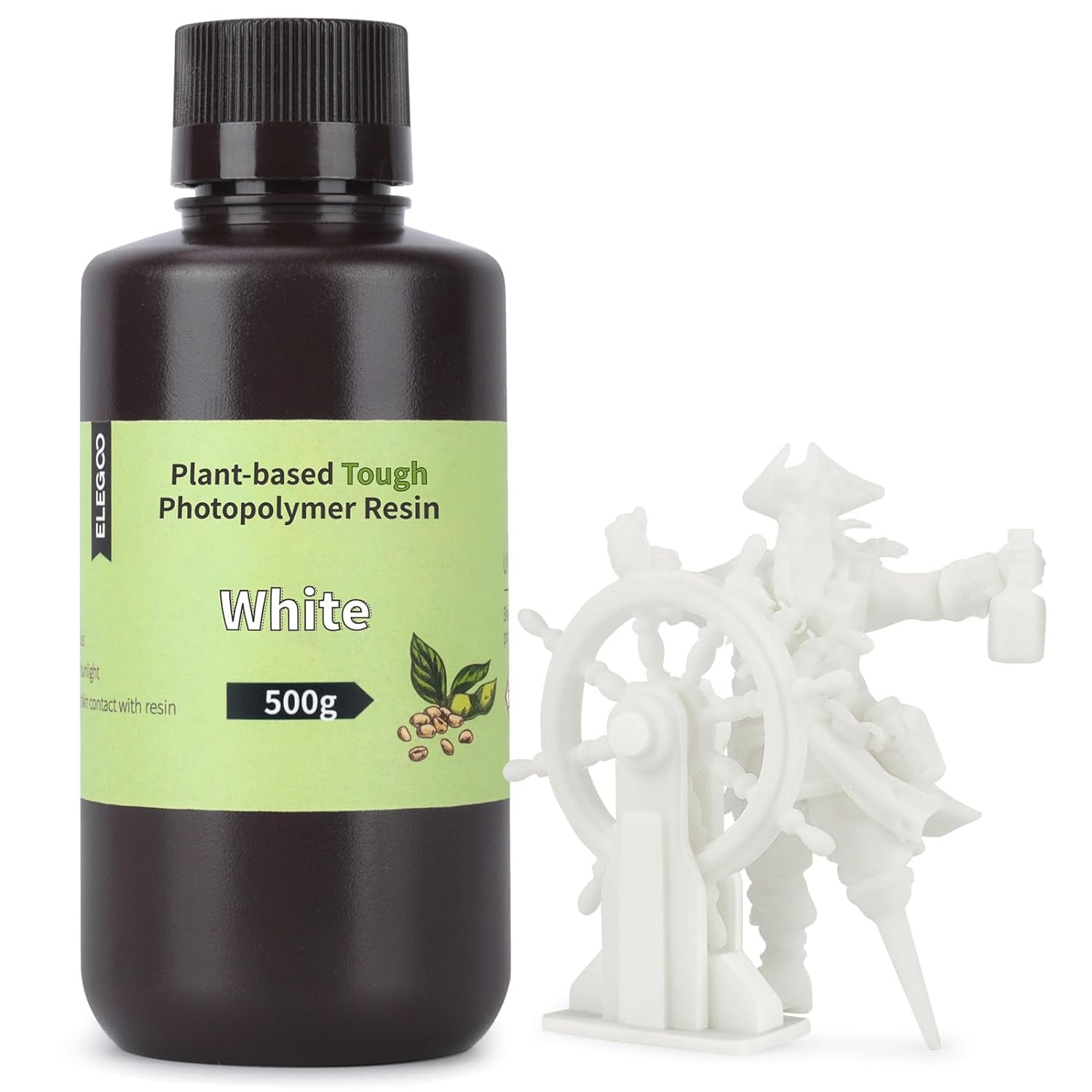 ELEGOO Plant-Based 3D Printer Resin with Low Odor and High Precision- White 500g
