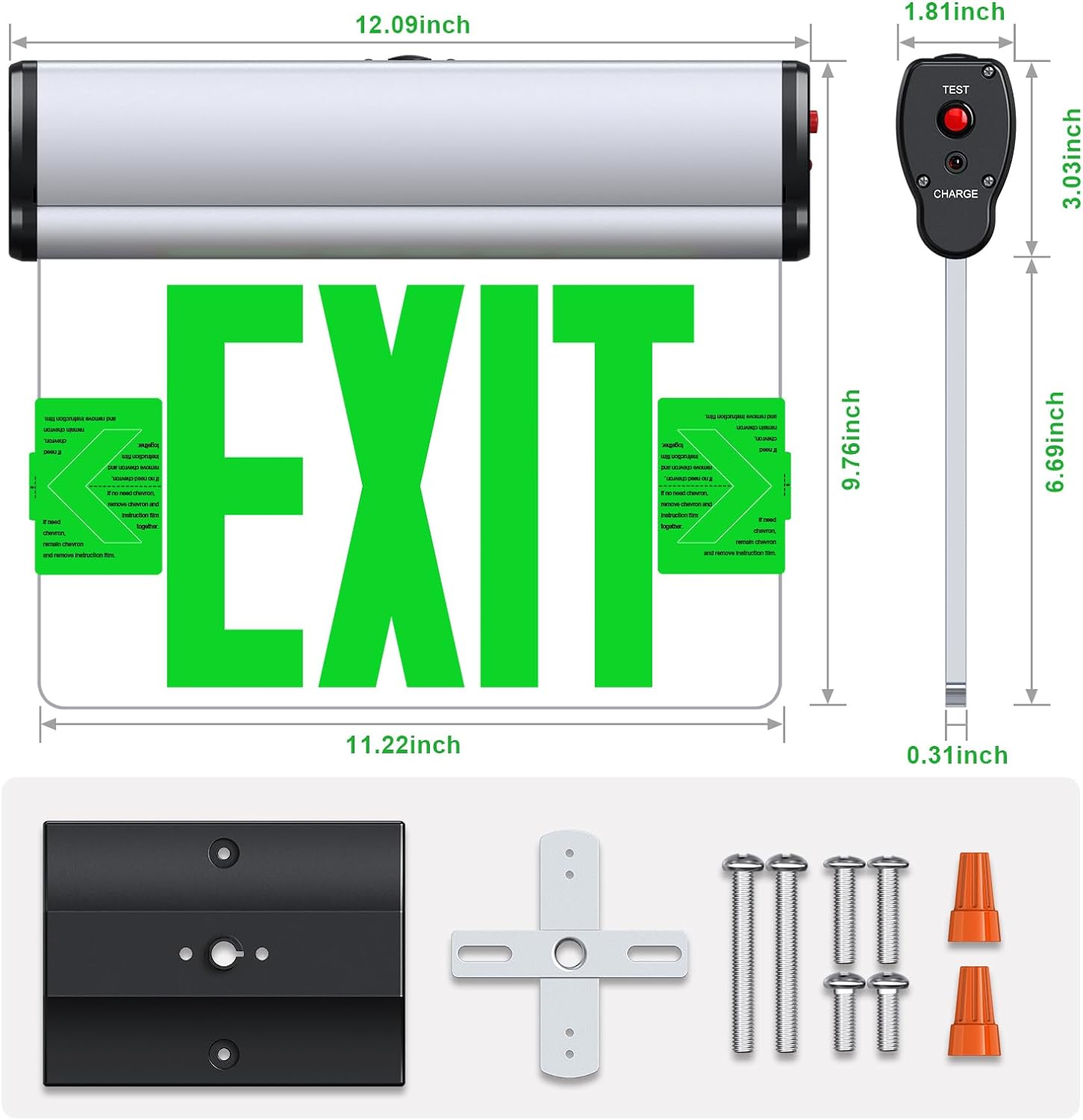 SASELUX Led Edge-Lit Exit Sign, 4 Pack