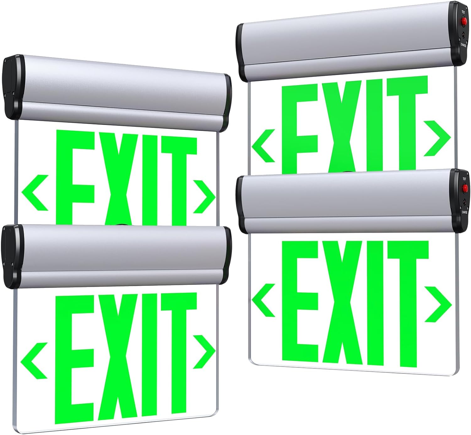 SASELUX Led Edge-Lit Exit Sign, 4 Pack