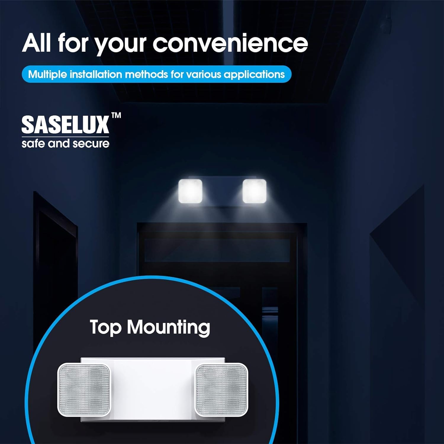 SASELUX Led Emergency Light with Two Adjustable Head, 6 Pack