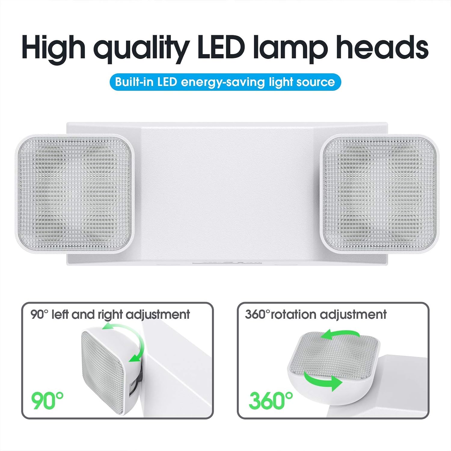 SASELUX Led Emergency Light with Two Adjustable Head, 6 Pack