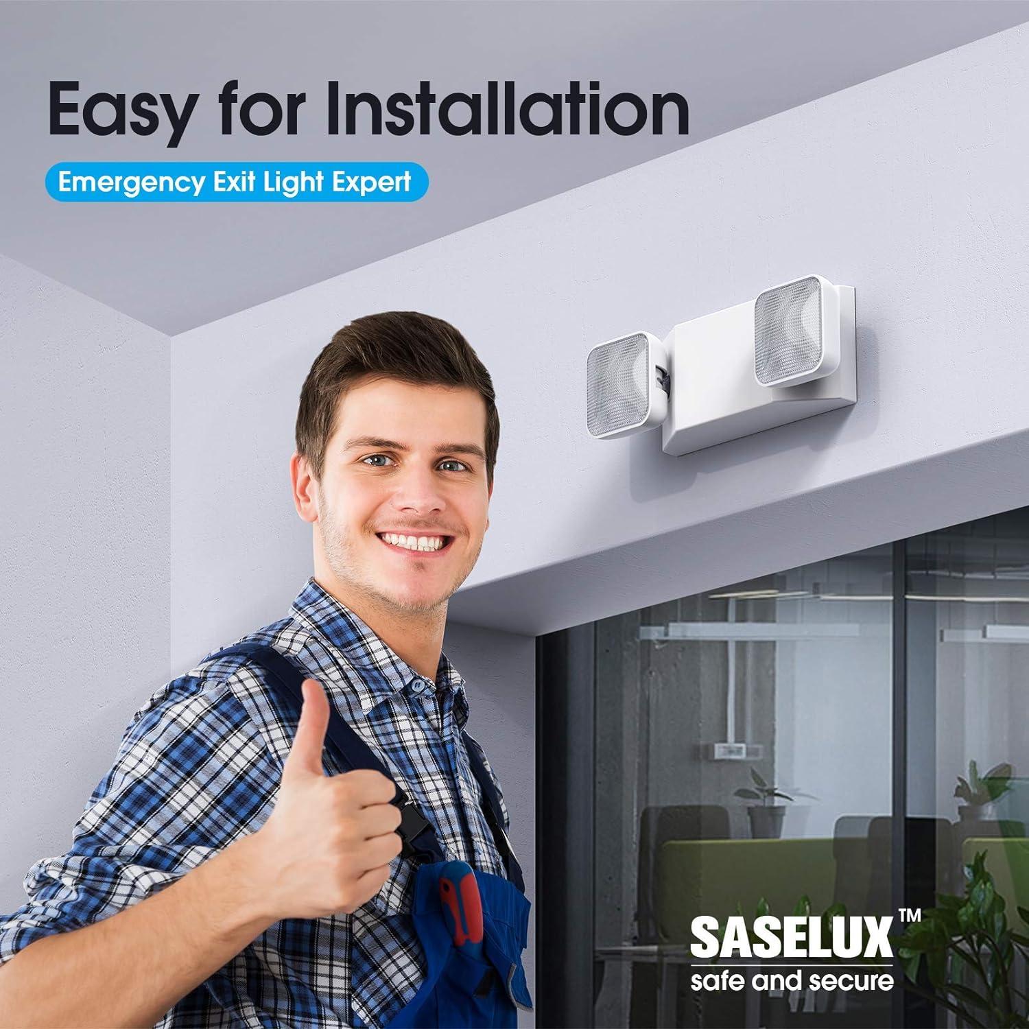 SASELUX Led Emergency Light with Two Adjustable Head, 6 Pack