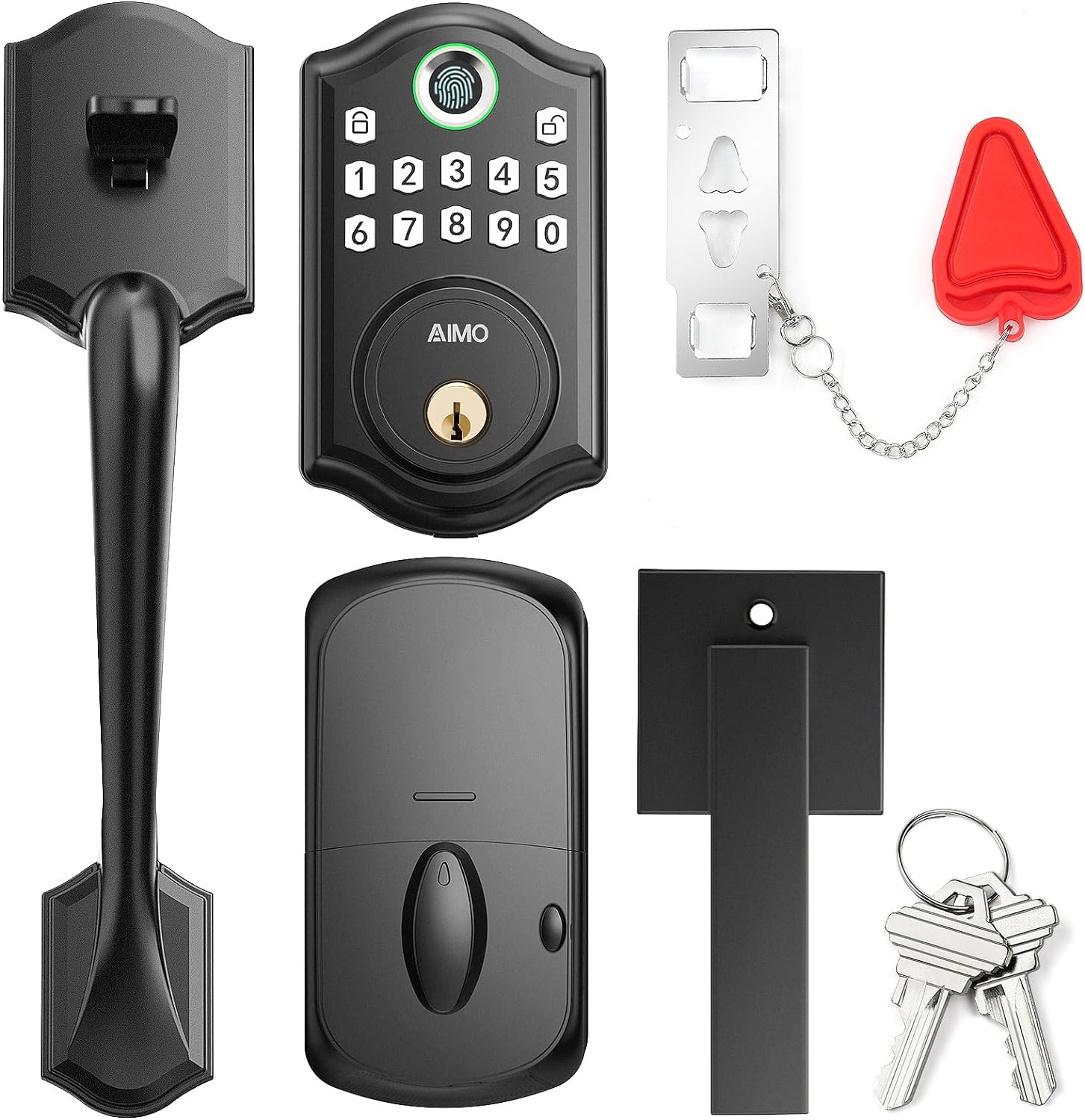 AIMO Fingerprint Door Lock Set, Matte Black