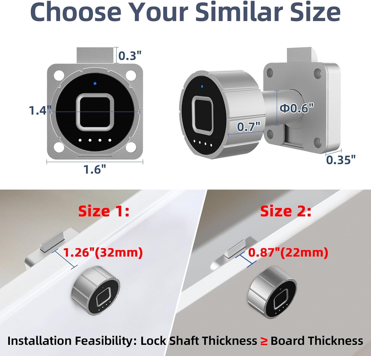 eLinkSmart Fingerprint Smart Lock, Silver