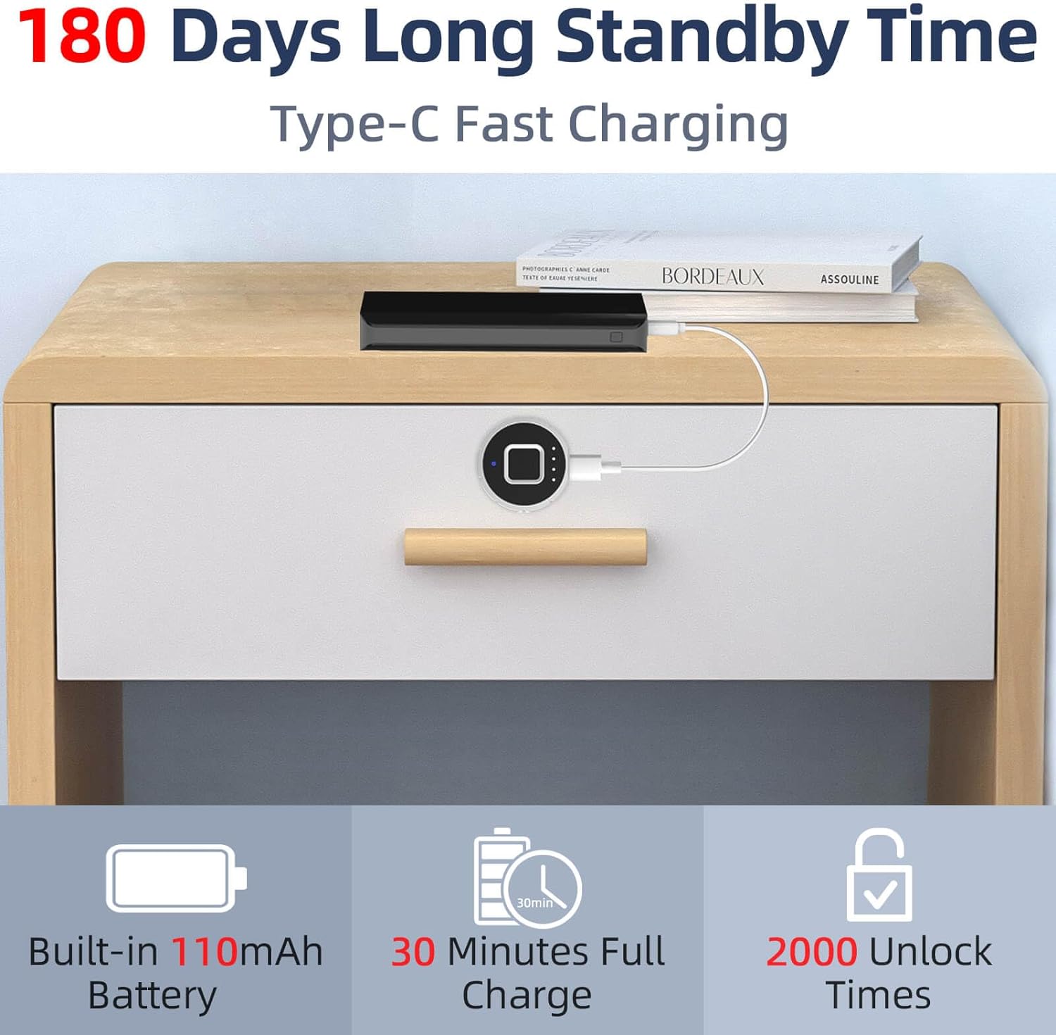 eLinkSmart Fingerprint Smart Lock, Silver