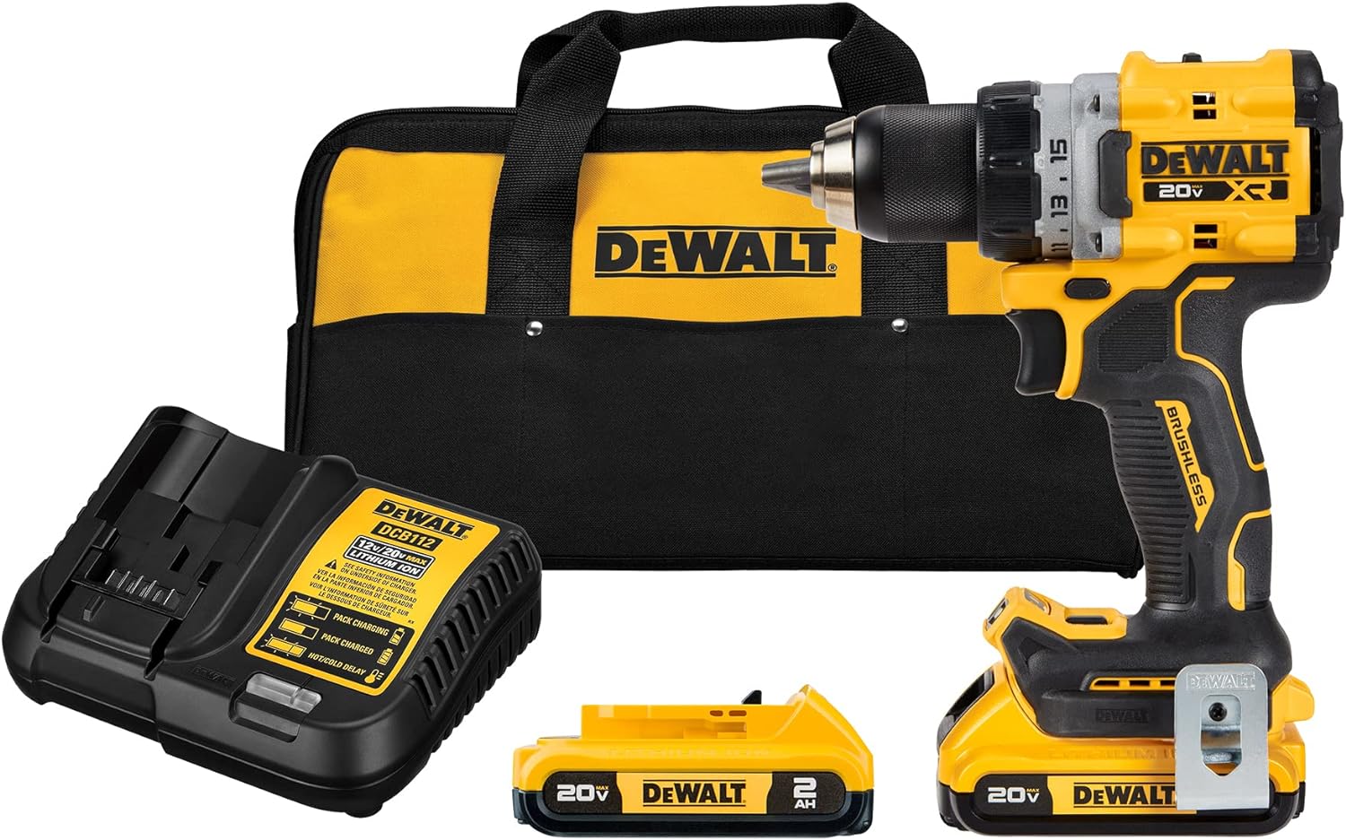 DEWALT 20V MAX XR® Brushless Cordless 12 in. DrillDriver Kit (DCD800D2), Yellow