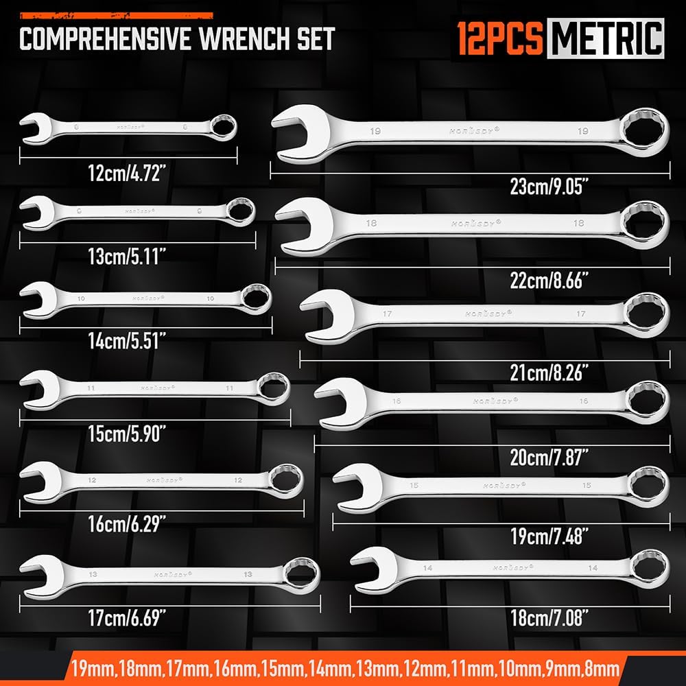 HORUSDY 12-Piece Metric Wrench Set 