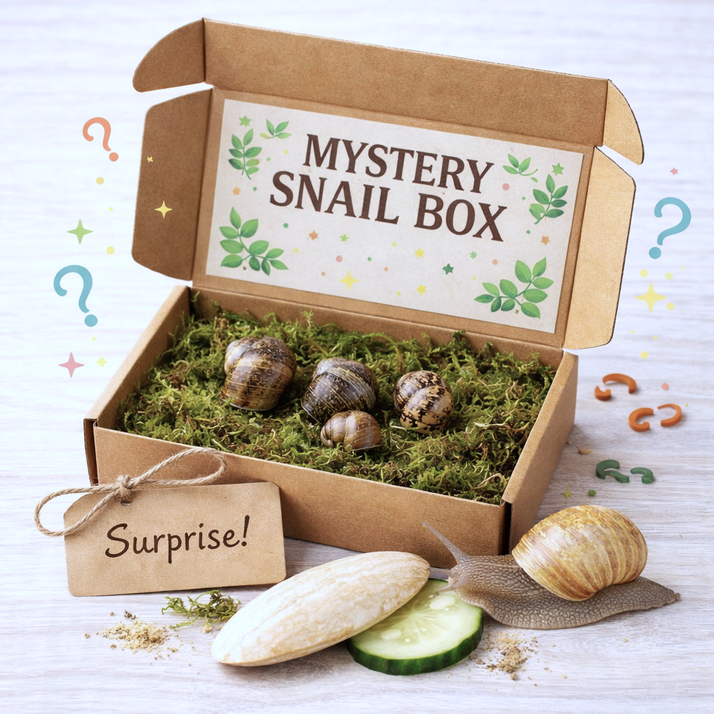 Surprise Snail Box - Brown Garden Snails Mystery Mix of Sizes & Patterns
