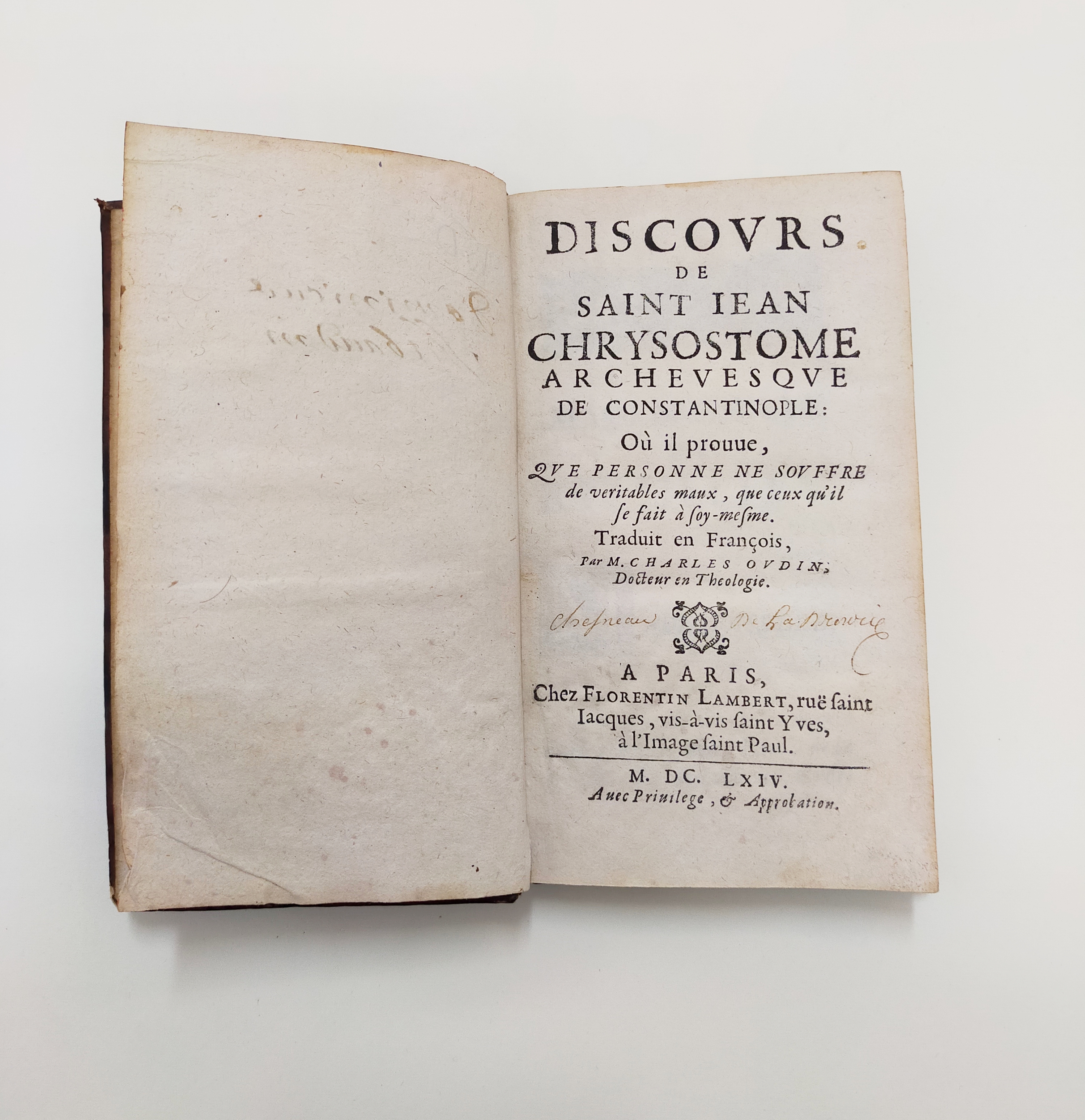 DISCOVRS DE SAINT JEAN CHRYSOSTOME ARCHEVESQVE DE CONSTANTINOPLE
