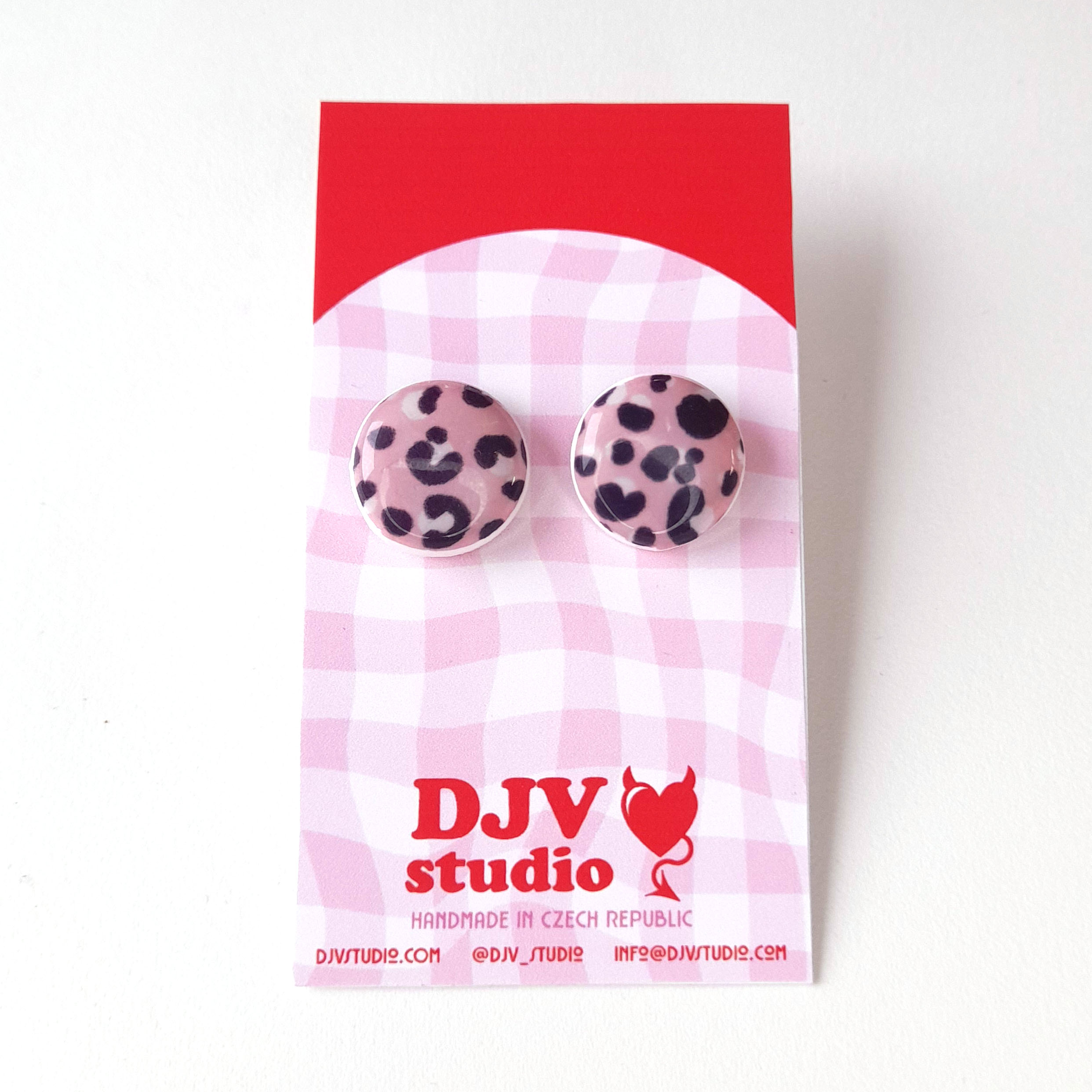 ANITA statement studs in blush pink and dark grey