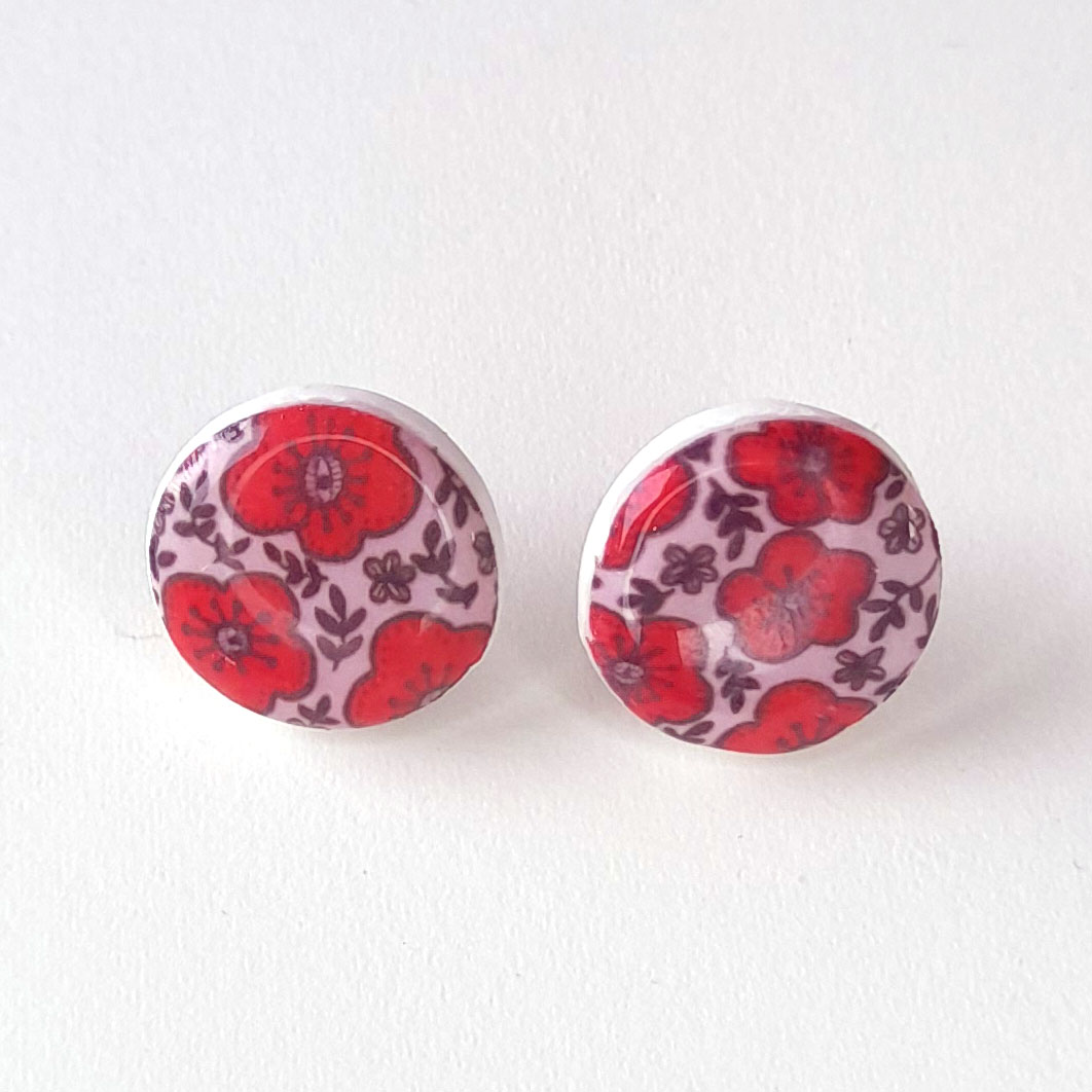 PAULA statement studs in light pink and red