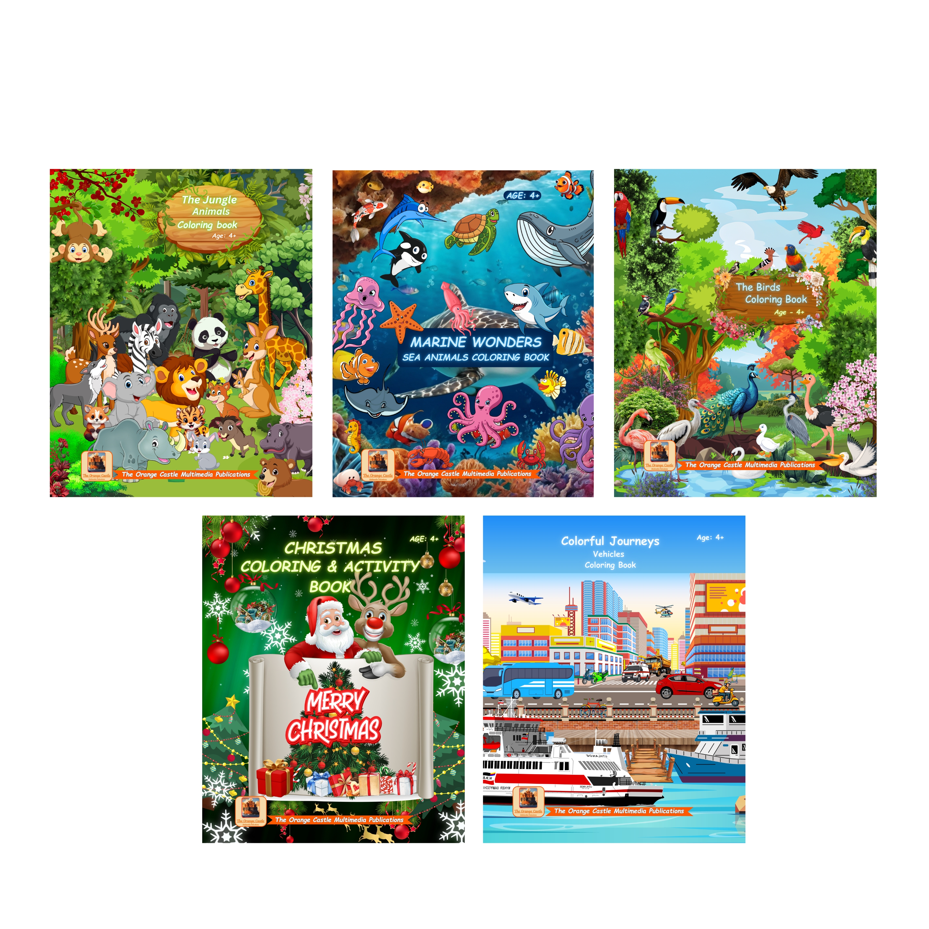 Children's Digital Coloring Book Bundle No. 2 (Set of 5 Coloring eBooks in PDF format):