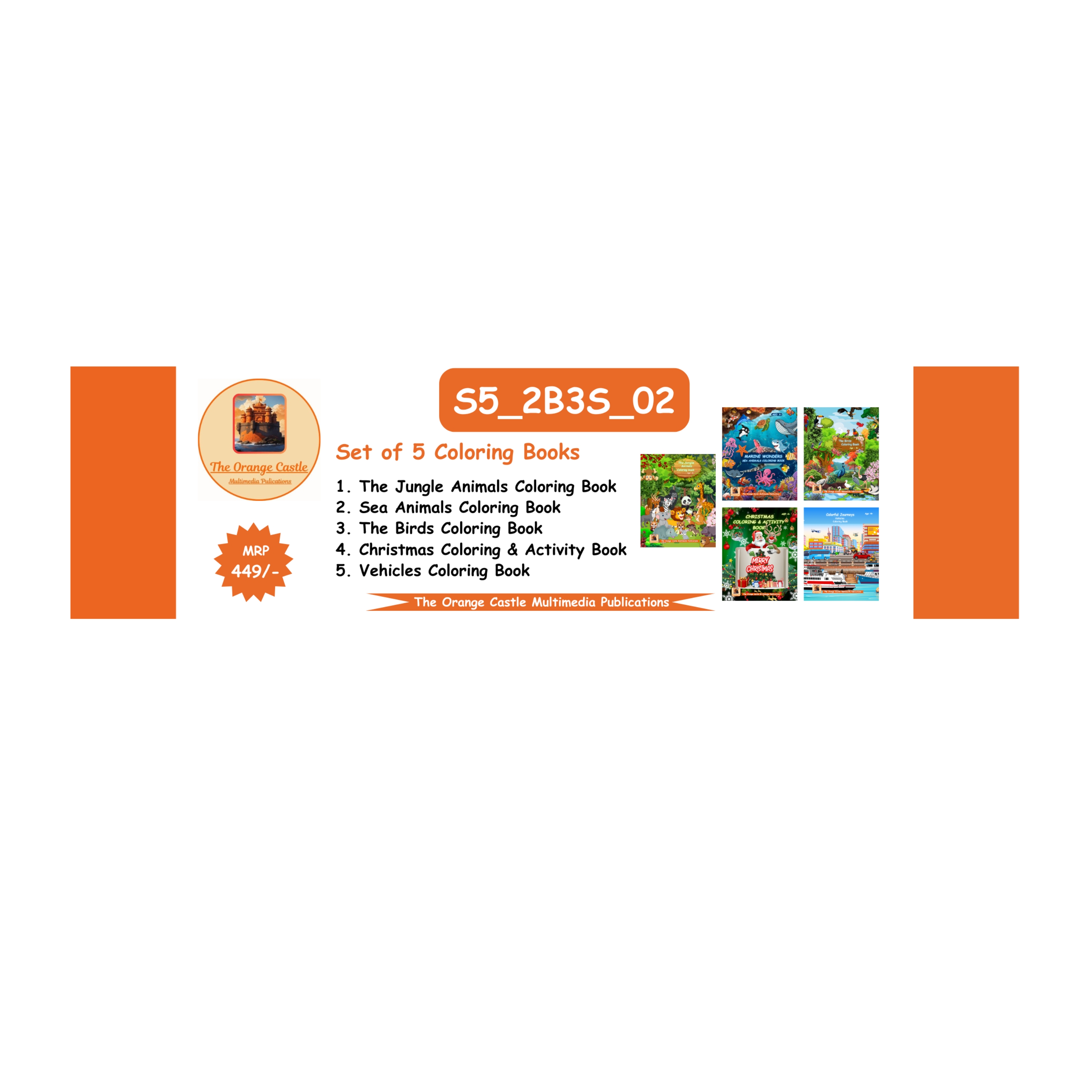 Children's Digital Coloring Book Bundle No. 2 (Set of 5 Coloring eBooks in PDF format):