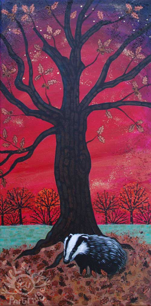 Autumn Badger Greetings Card