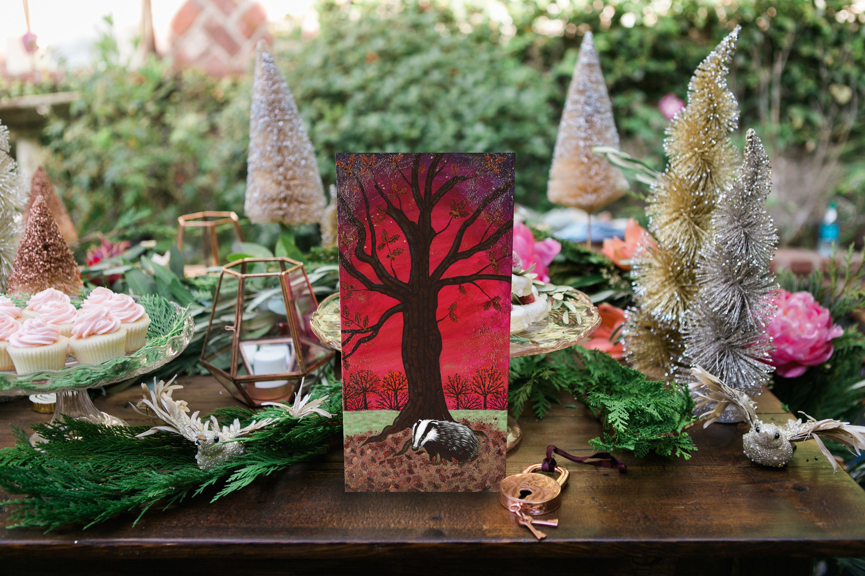 Autumn Badger Greetings Card