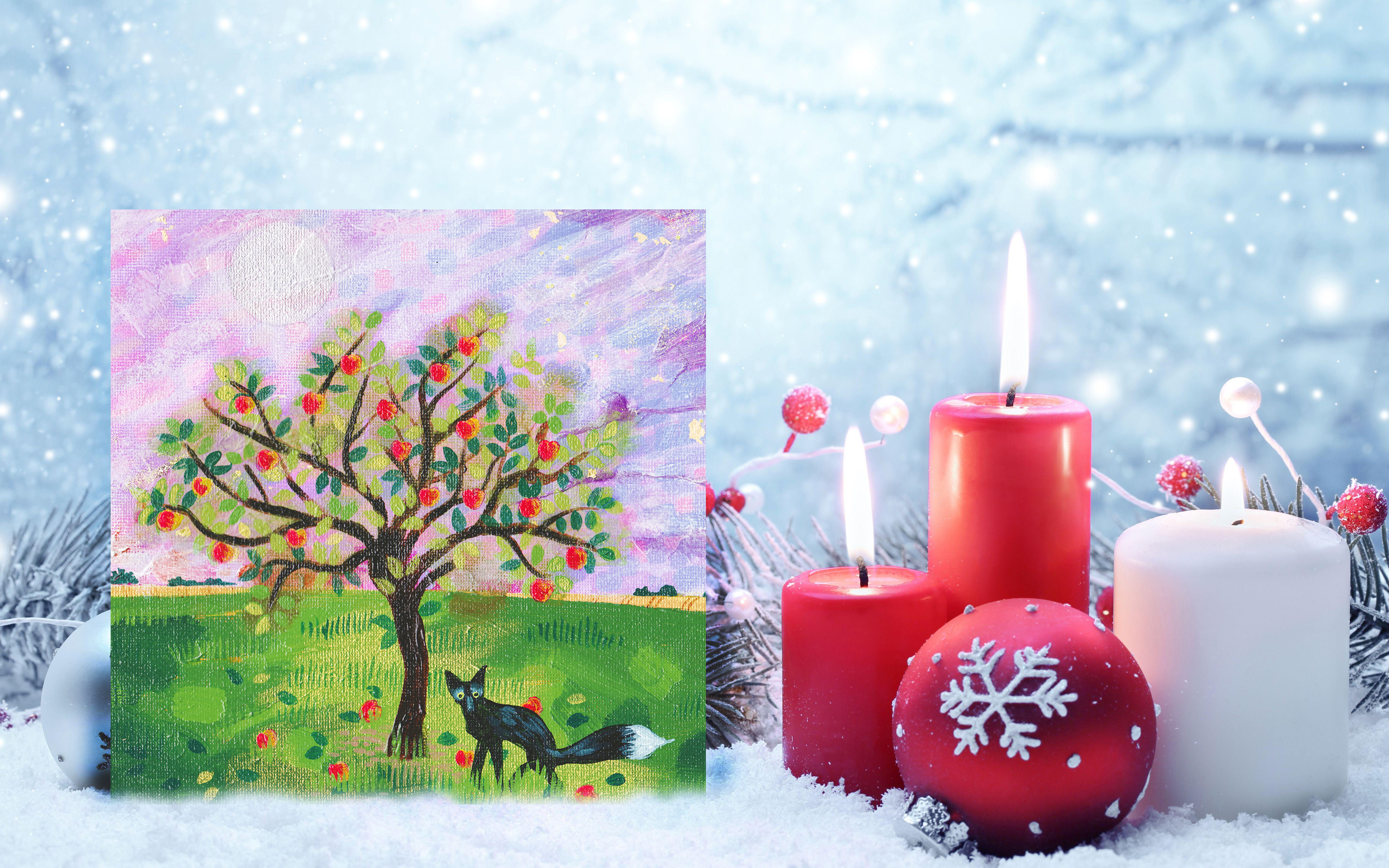 The Black Fox in the Apple Orchard Greetings Card