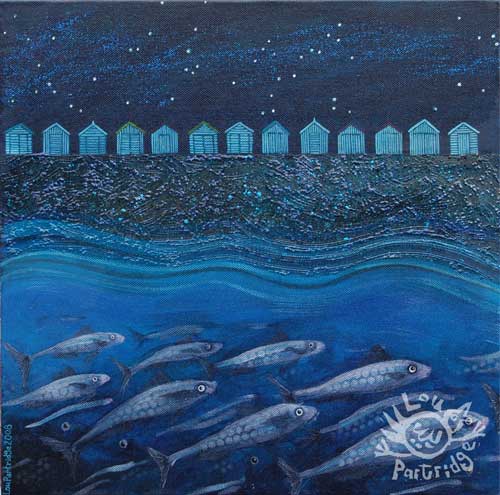 Sardines and Beach Huts Two Greetings Card