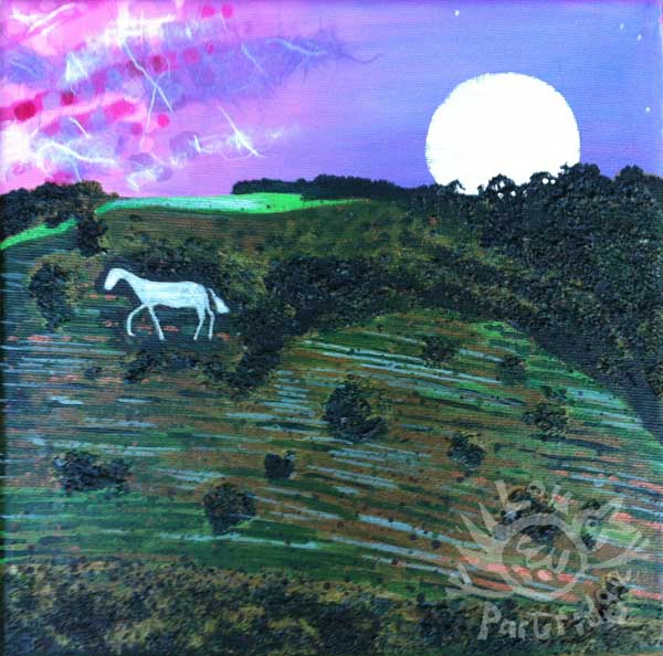 White Horse of Litlington Pink Greetings Card