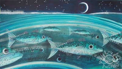 Turquoise Mackerel Greetings Card