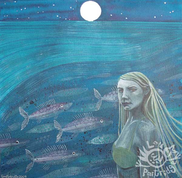 The Mermaid and the Moongazing Fish Greetings Card