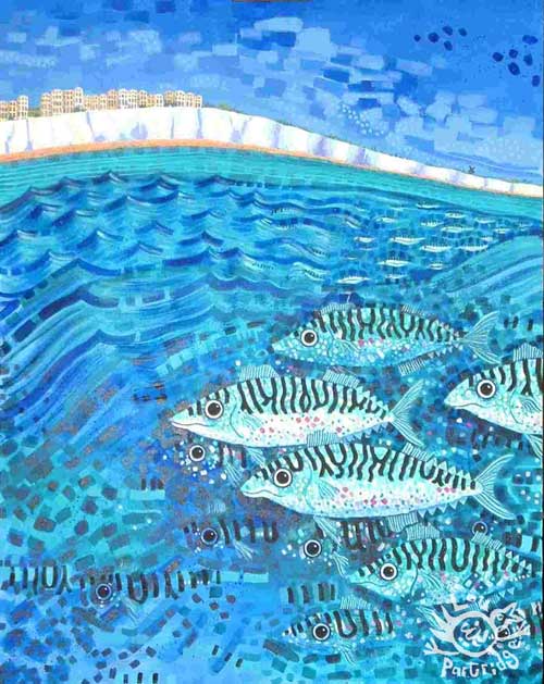 Mackerel Fishing off Brighton with Rottingdean Windmill