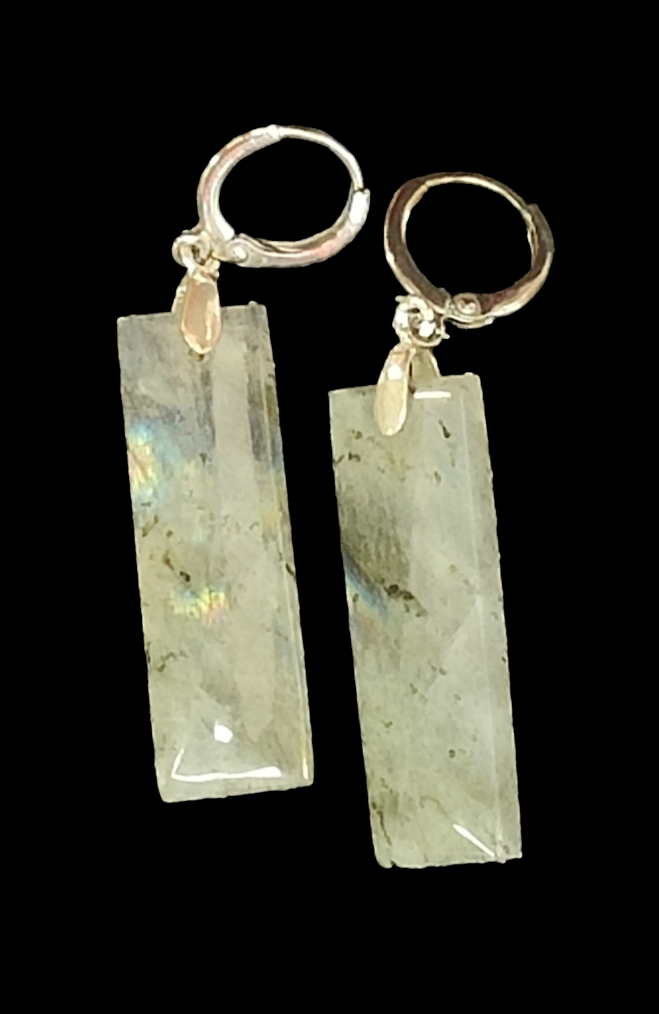 Labradorite Flash Rectangular Earrings