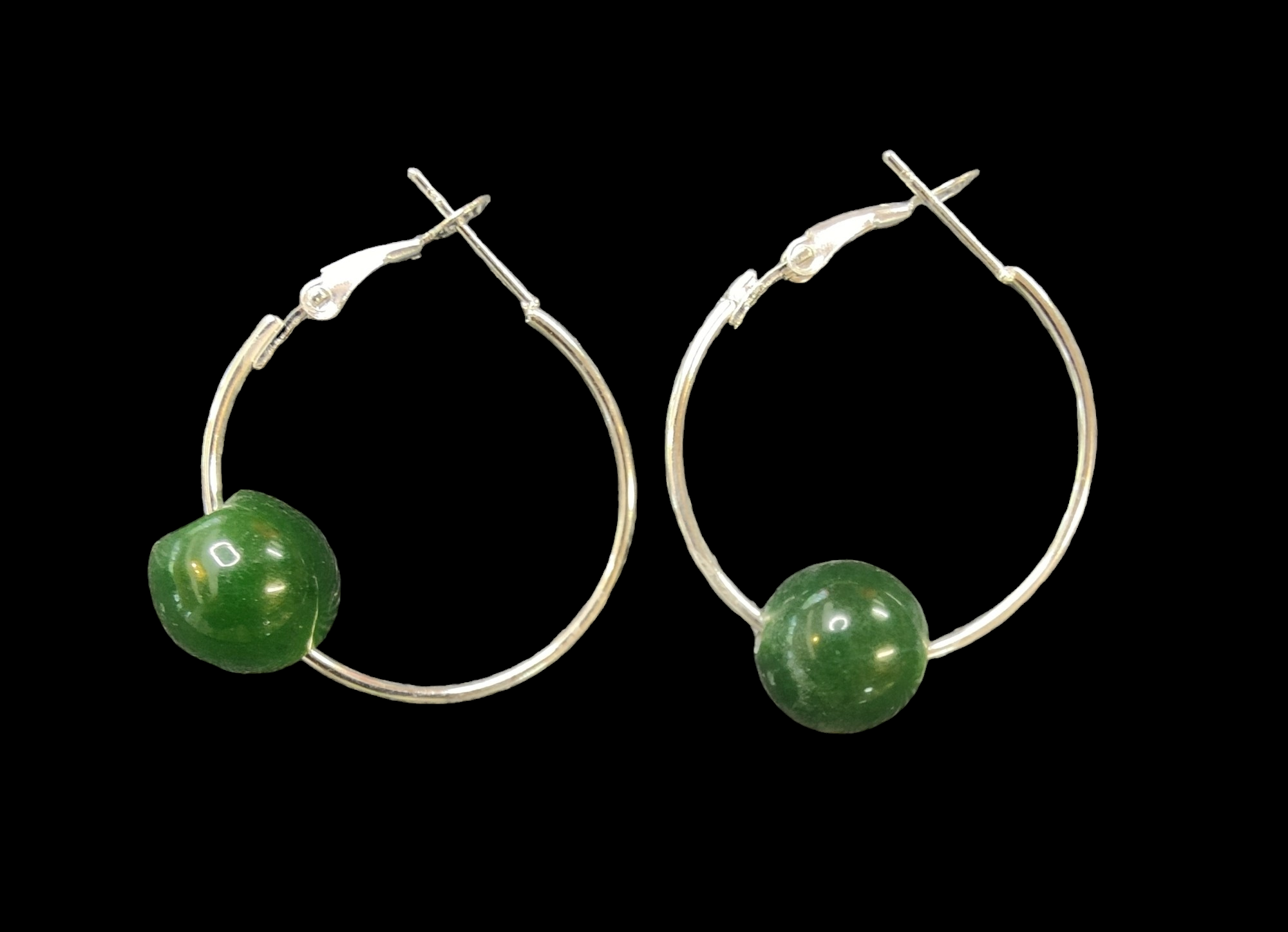 Pounamu Single Bead Hoops
