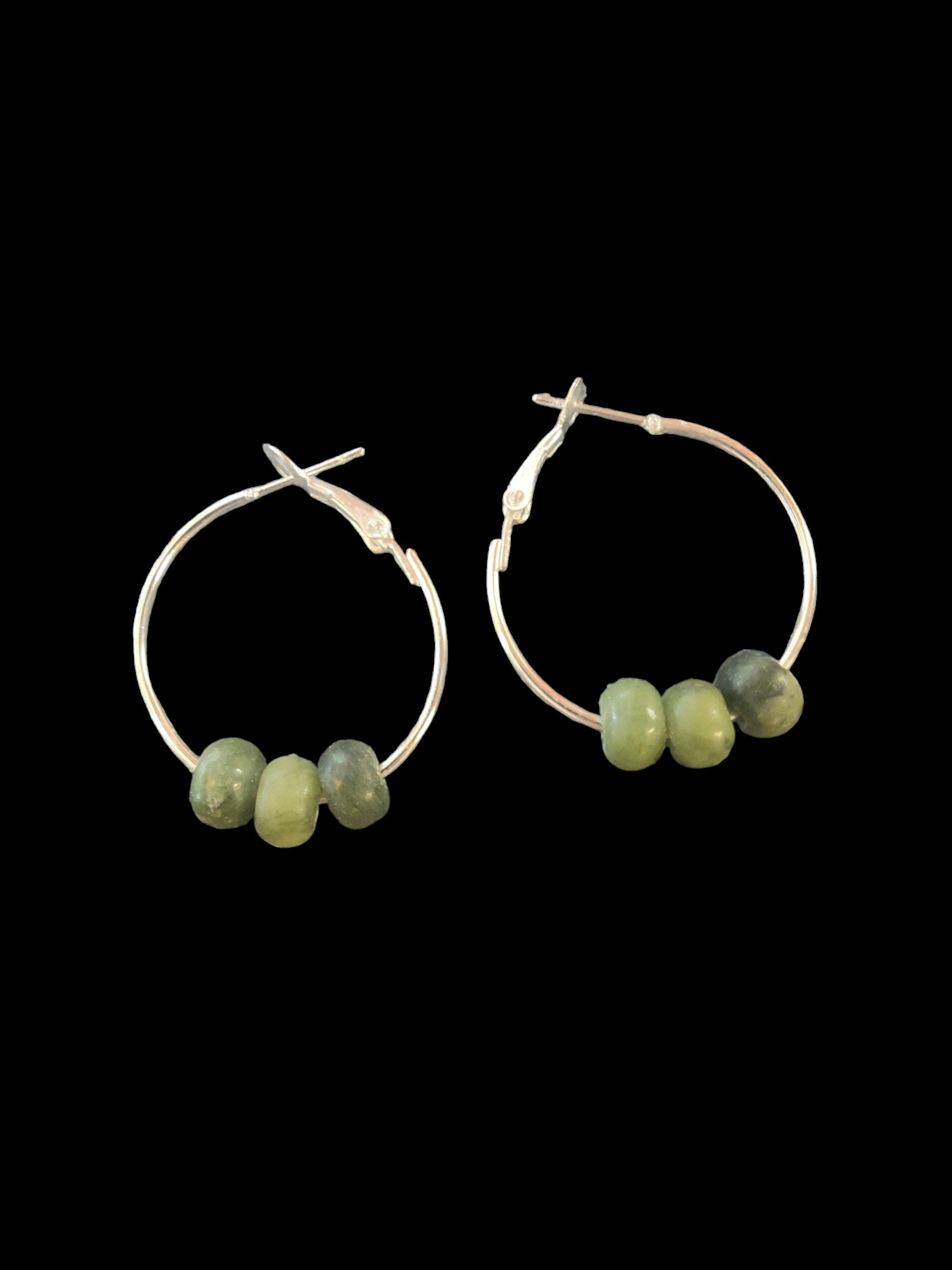 Pounamu 3 Bead Hoops