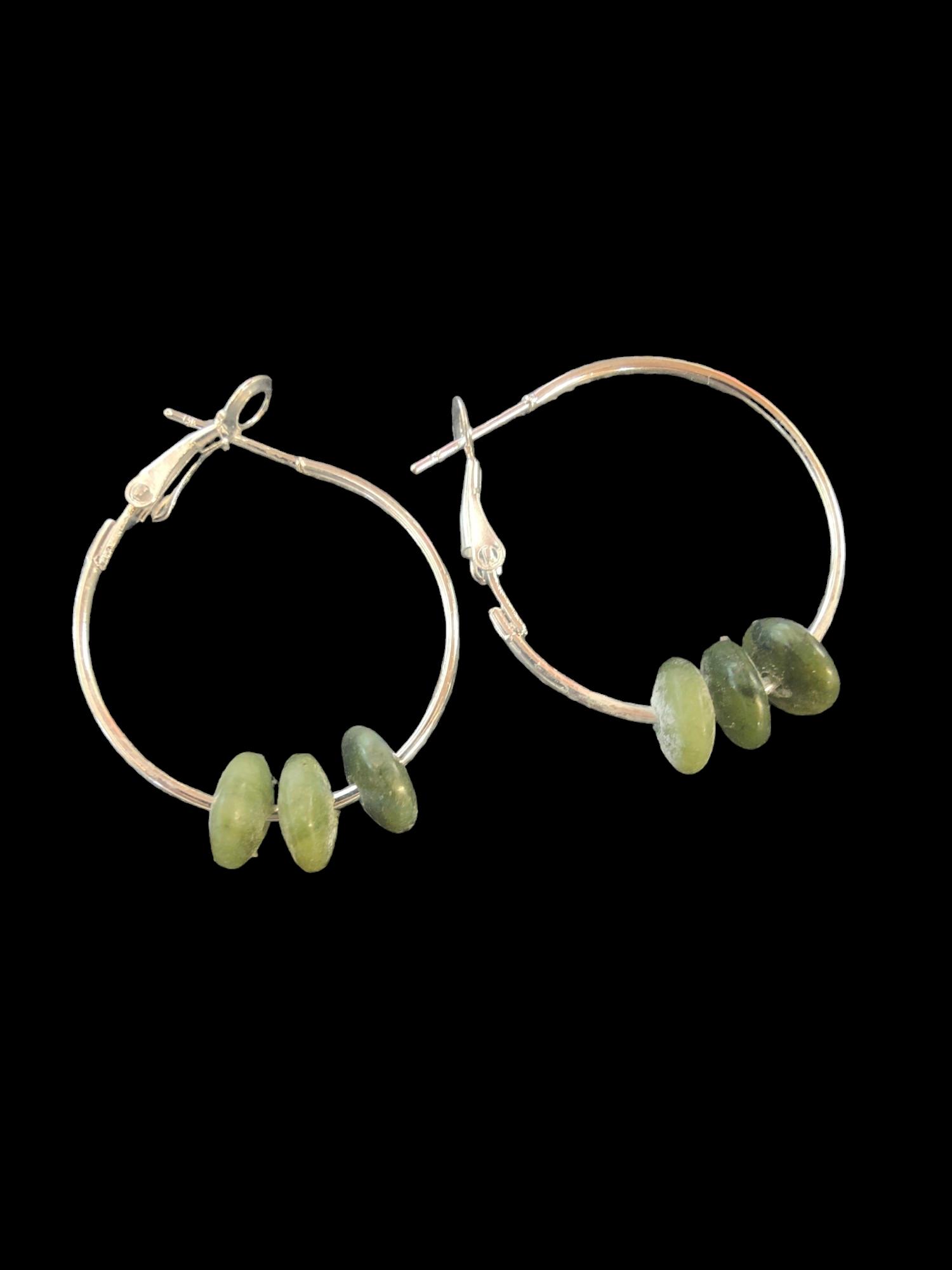Pounamu 3 Disk Bead Hoops