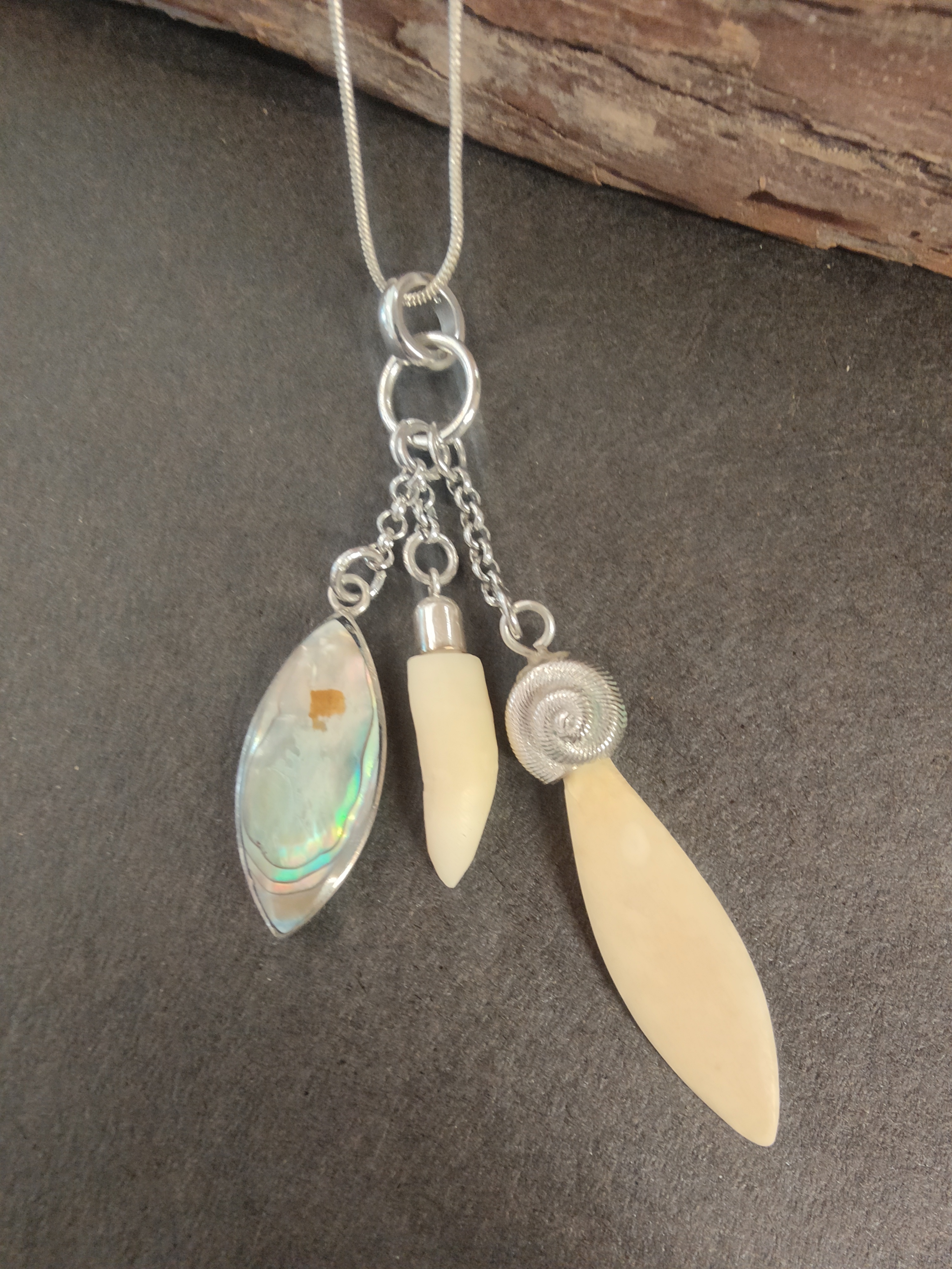 Whalebone, Whaletooth and Paua necklace