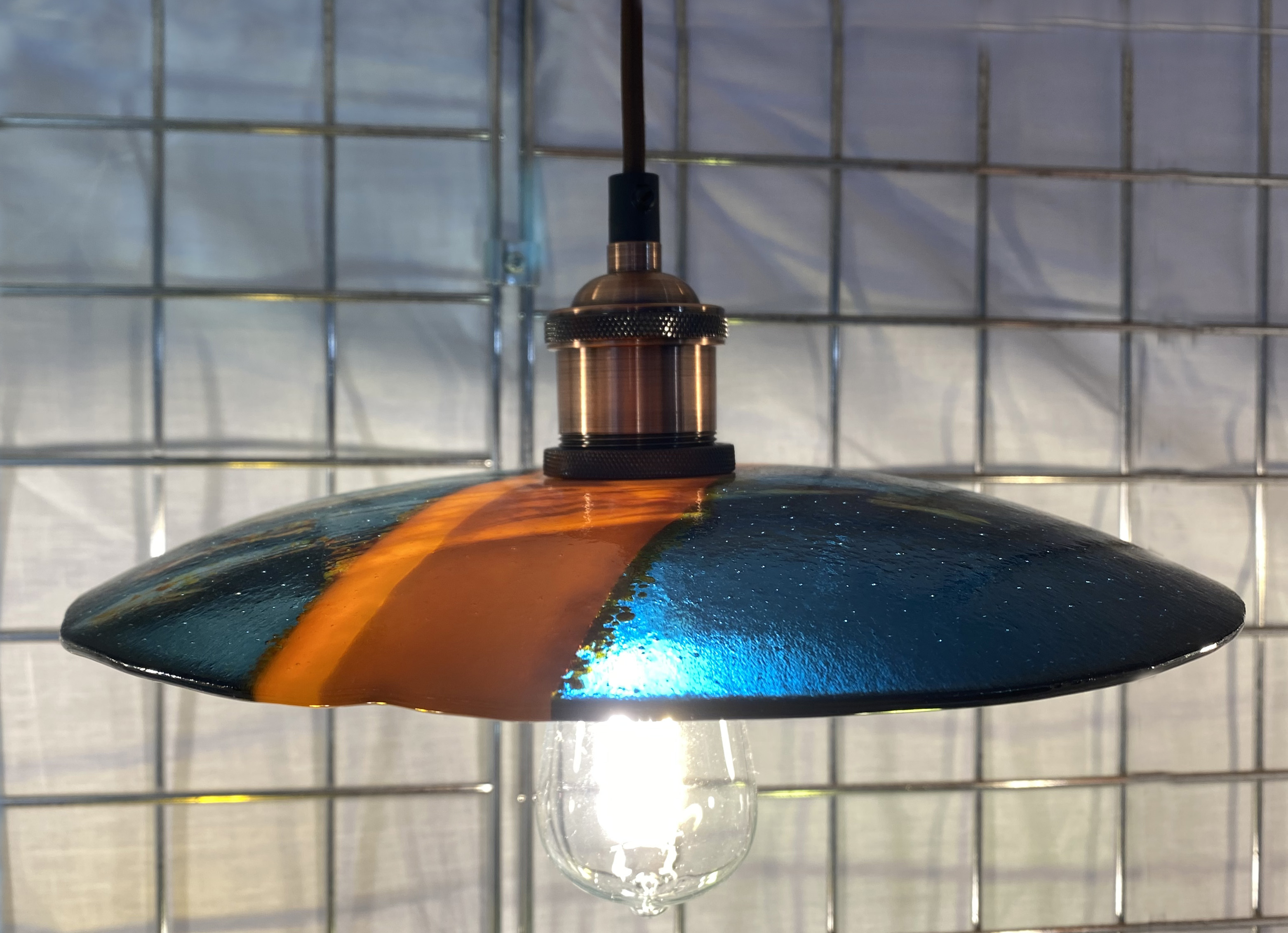SALE Abstract Glass Lampshade with Pendant Fitting