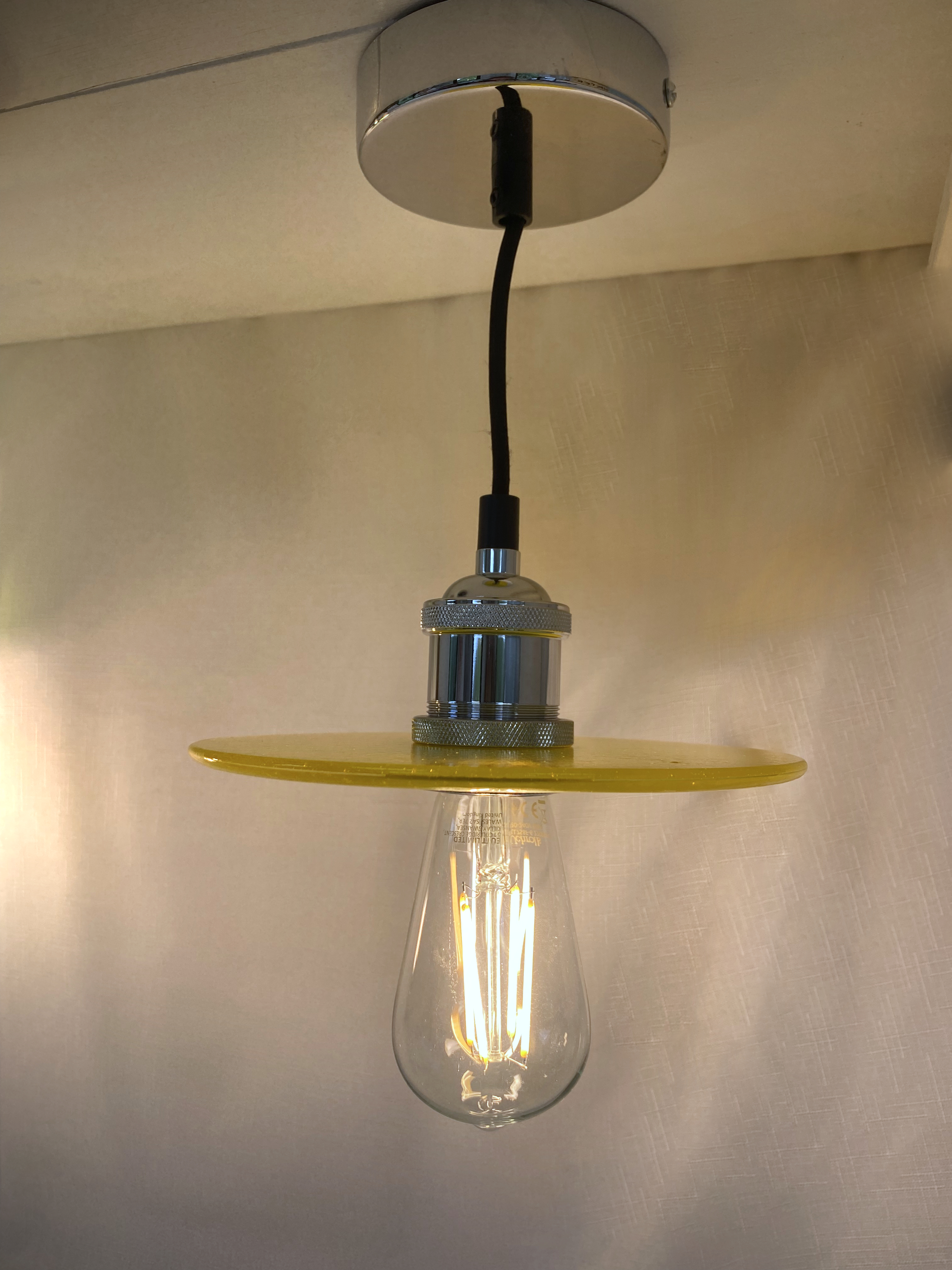SALE Yellow Glass Lampshade with Pendant Fitting