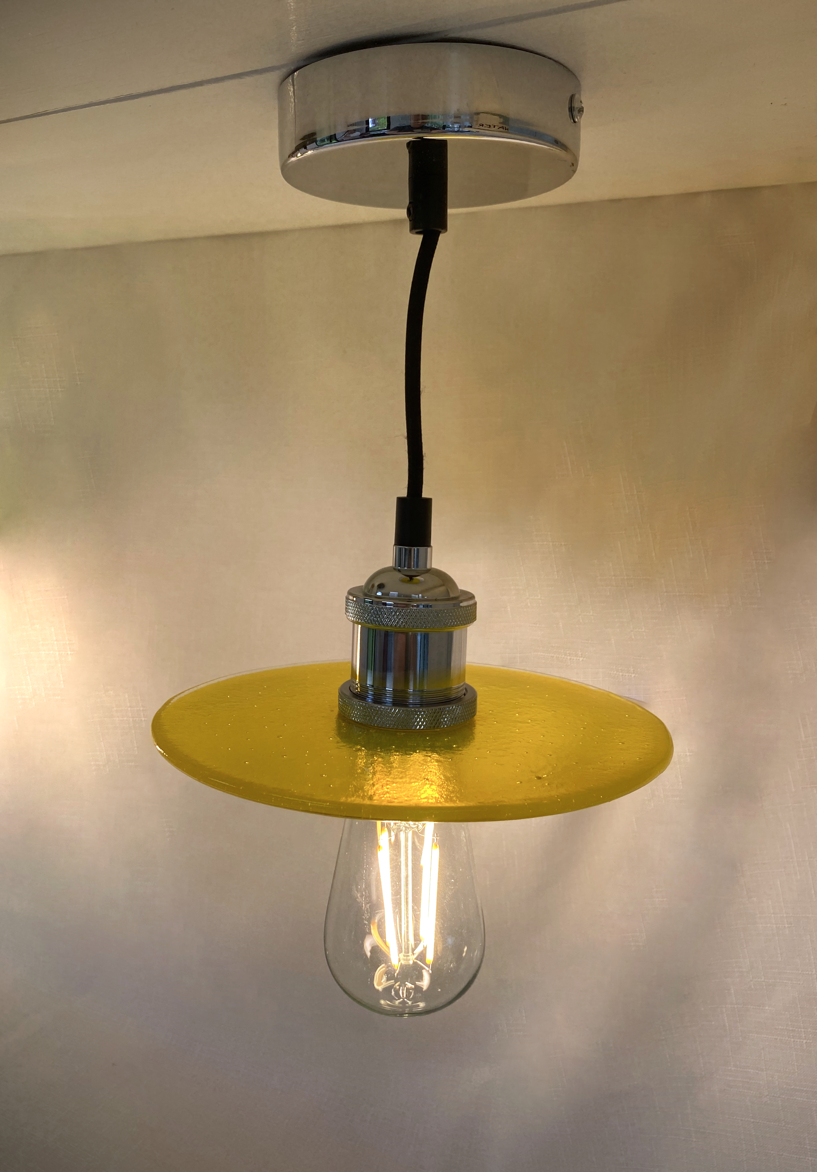 SALE Yellow Glass Lampshade with Pendant Fitting