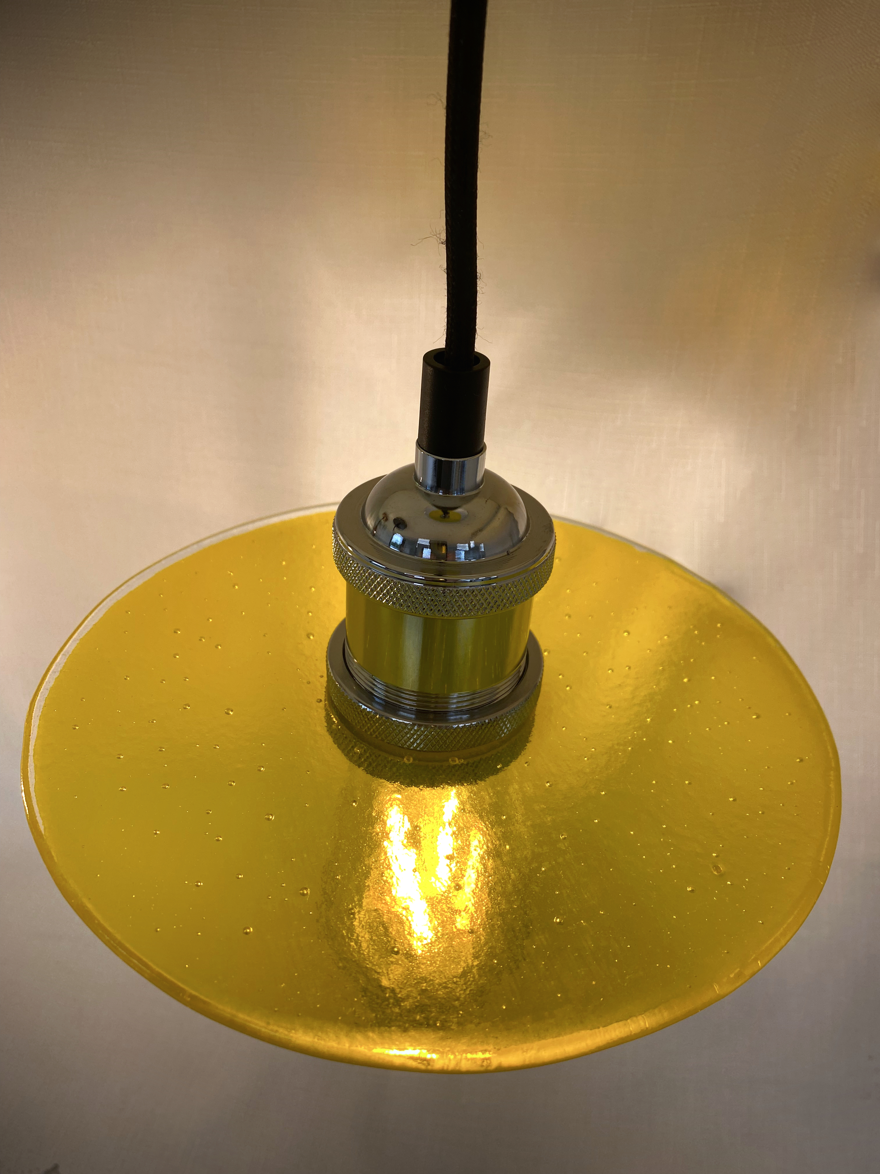 SALE Yellow Glass Lampshade with Pendant Fitting
