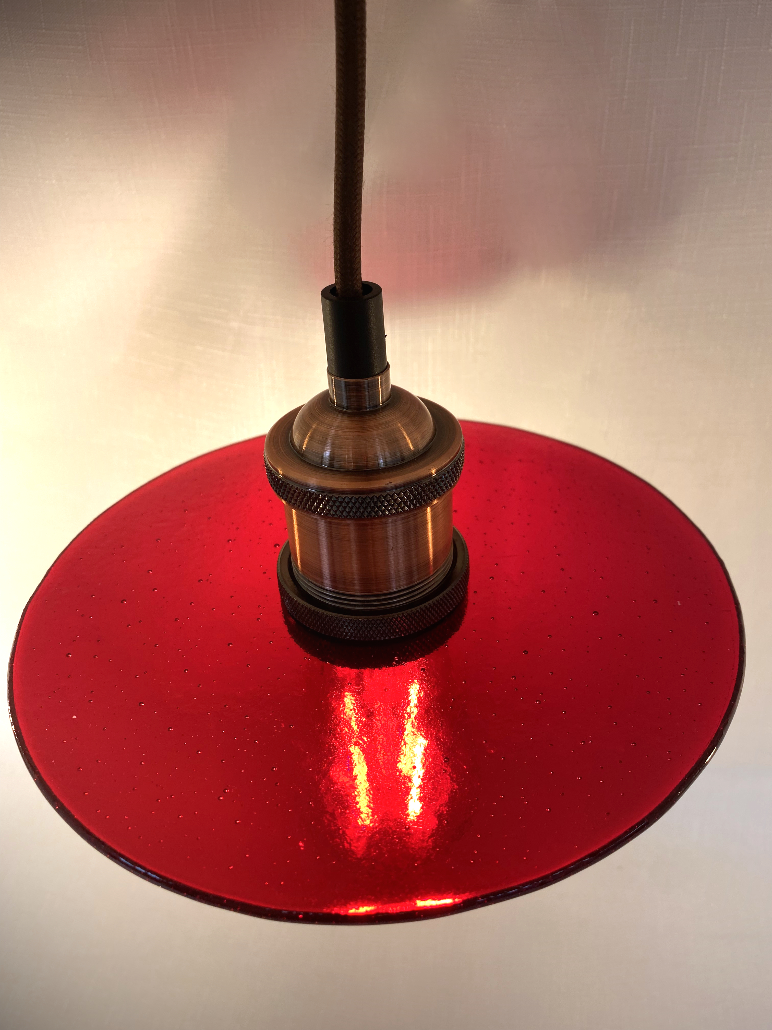 SALE Red Glass Lampshade with Pendant Fitting