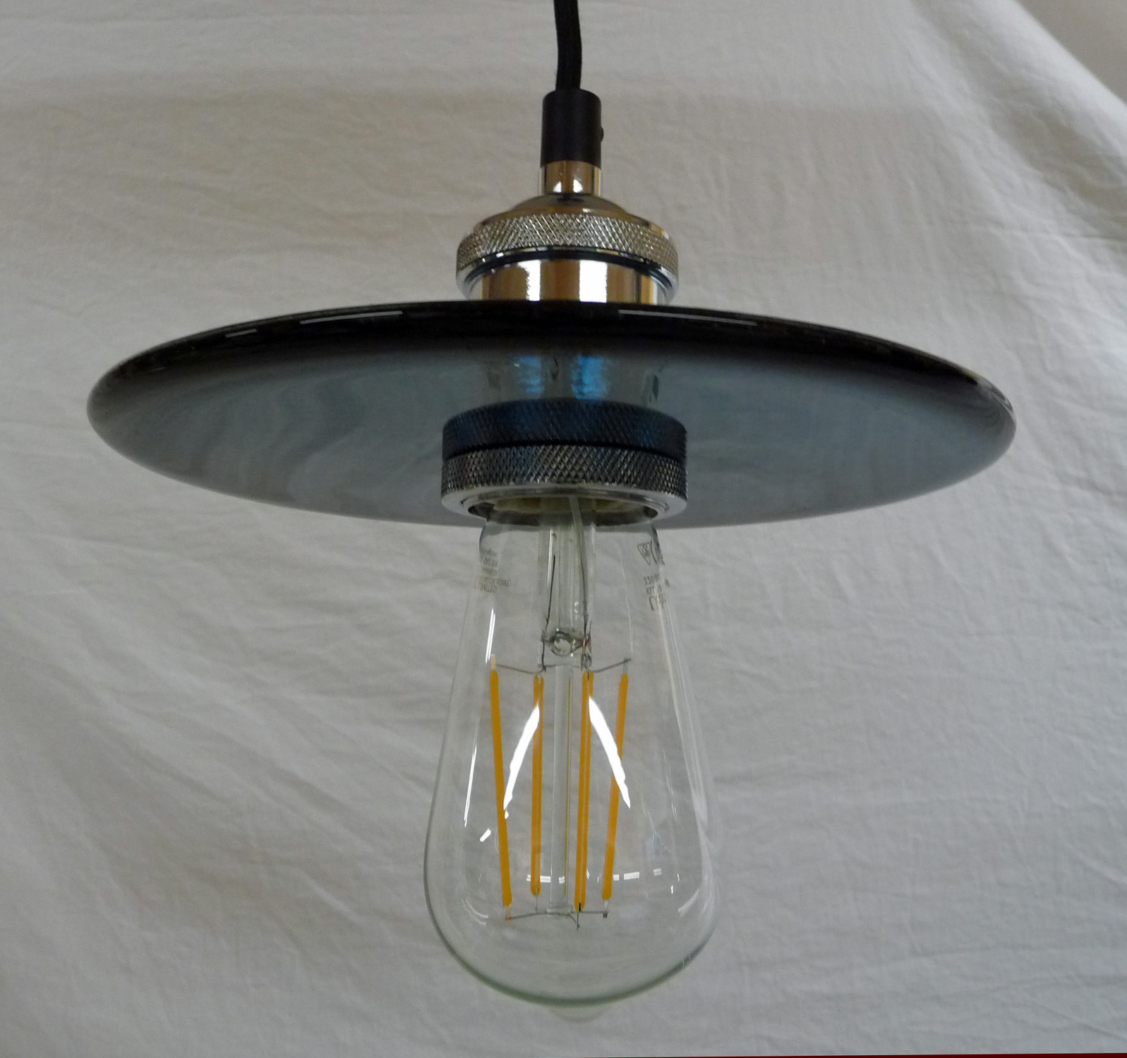 SALE Ocean Blue Glass Lampshade with Pendant Fitting