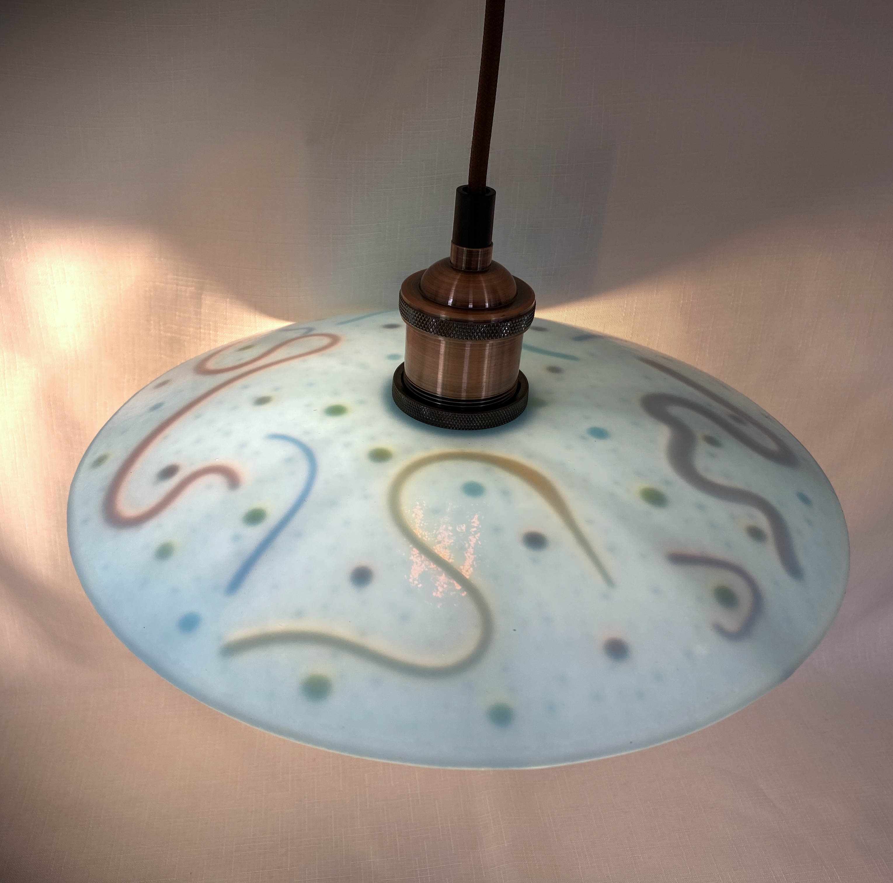 SALE Retro Glass Lampshade with Pendant Light Fitting