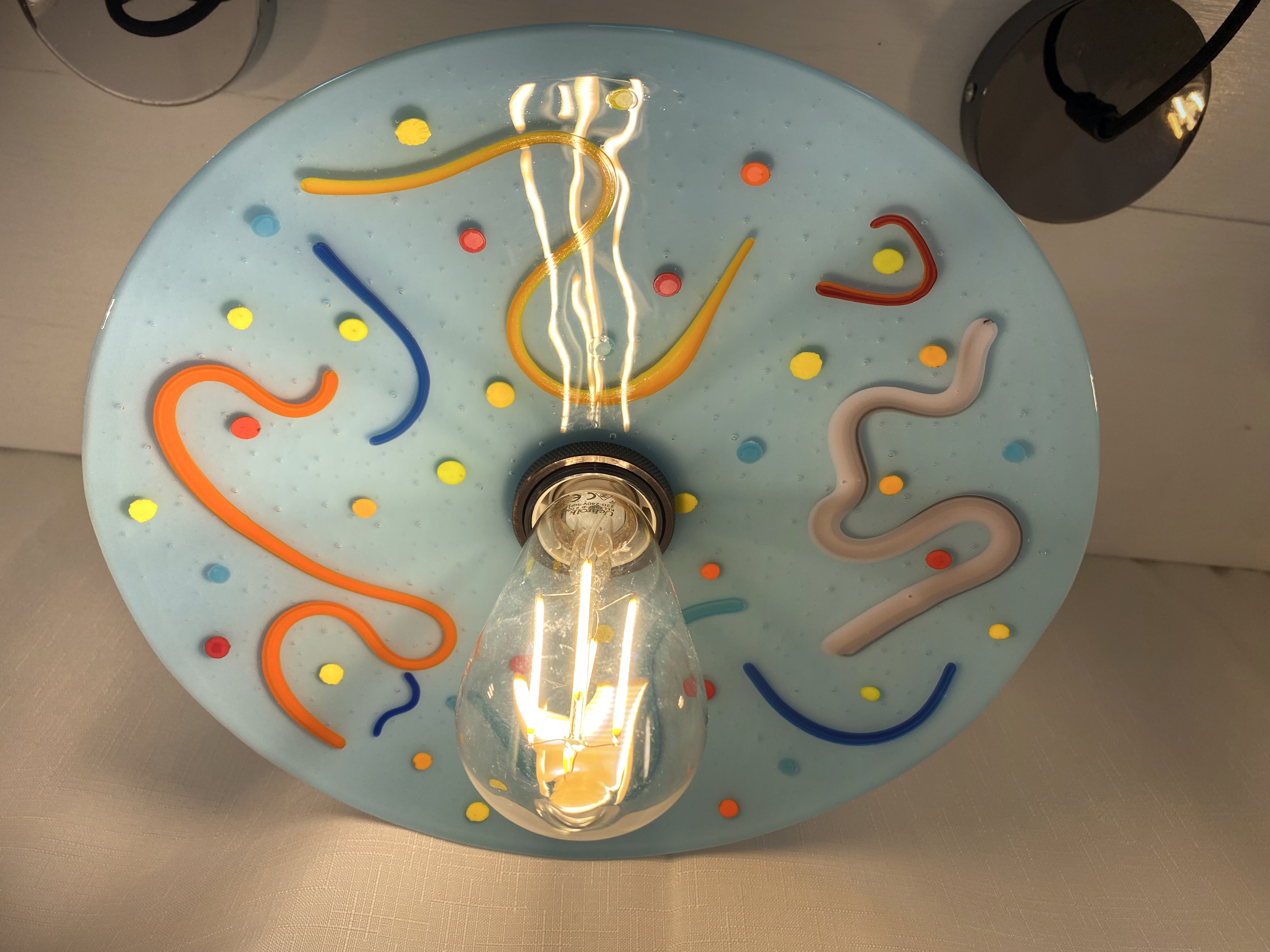 SALE Retro Glass Lampshade with Pendant Light Fitting