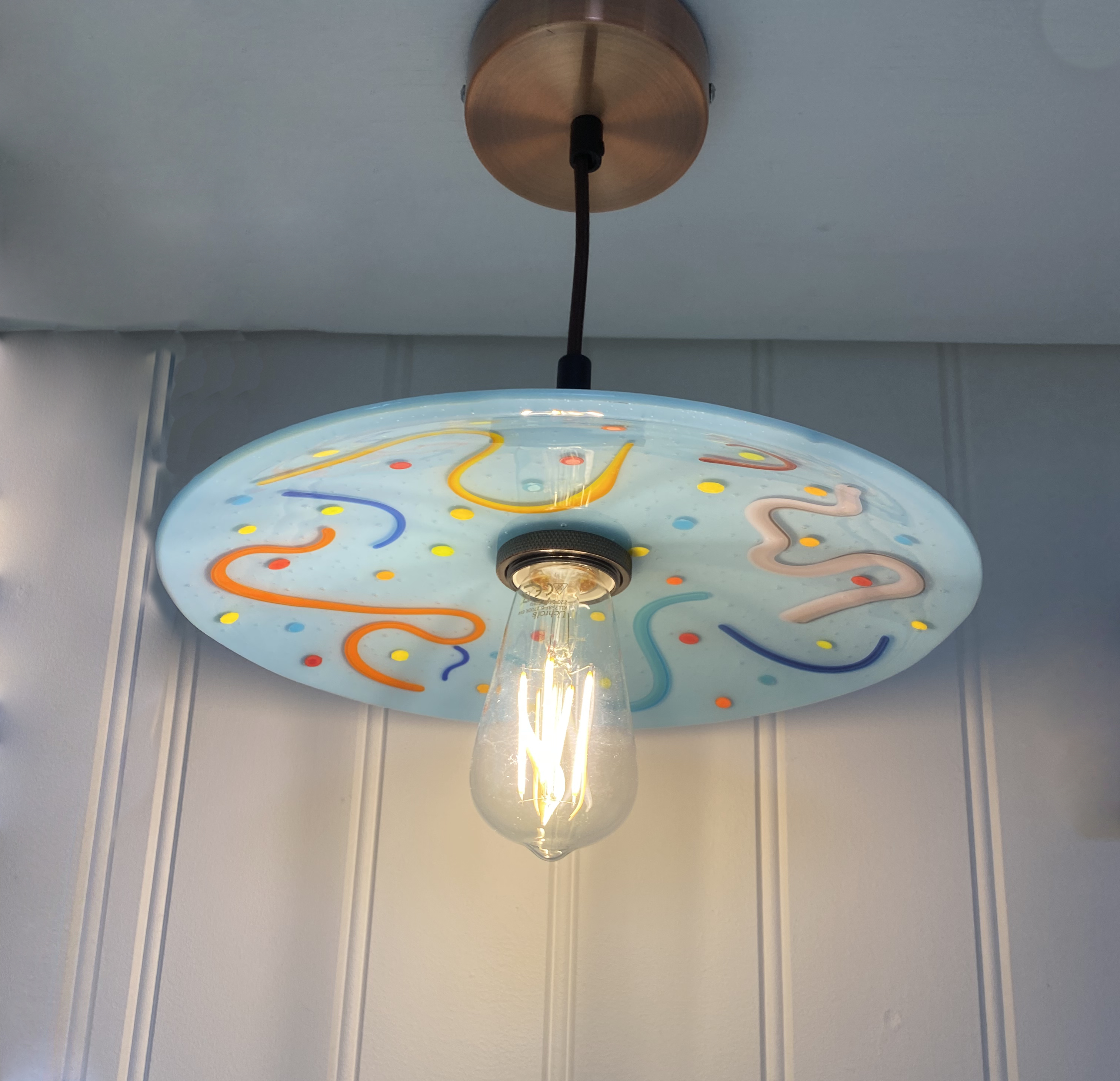 SALE Retro Glass Lampshade with Pendant Light Fitting