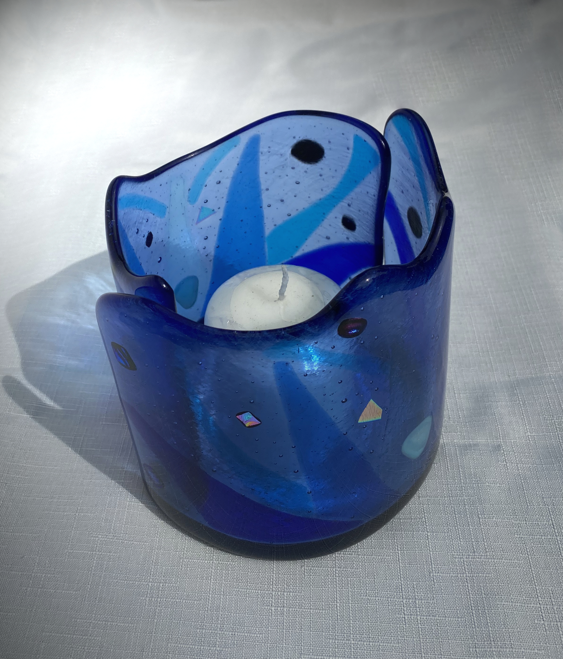 SALE Blue Candle Centrepiece