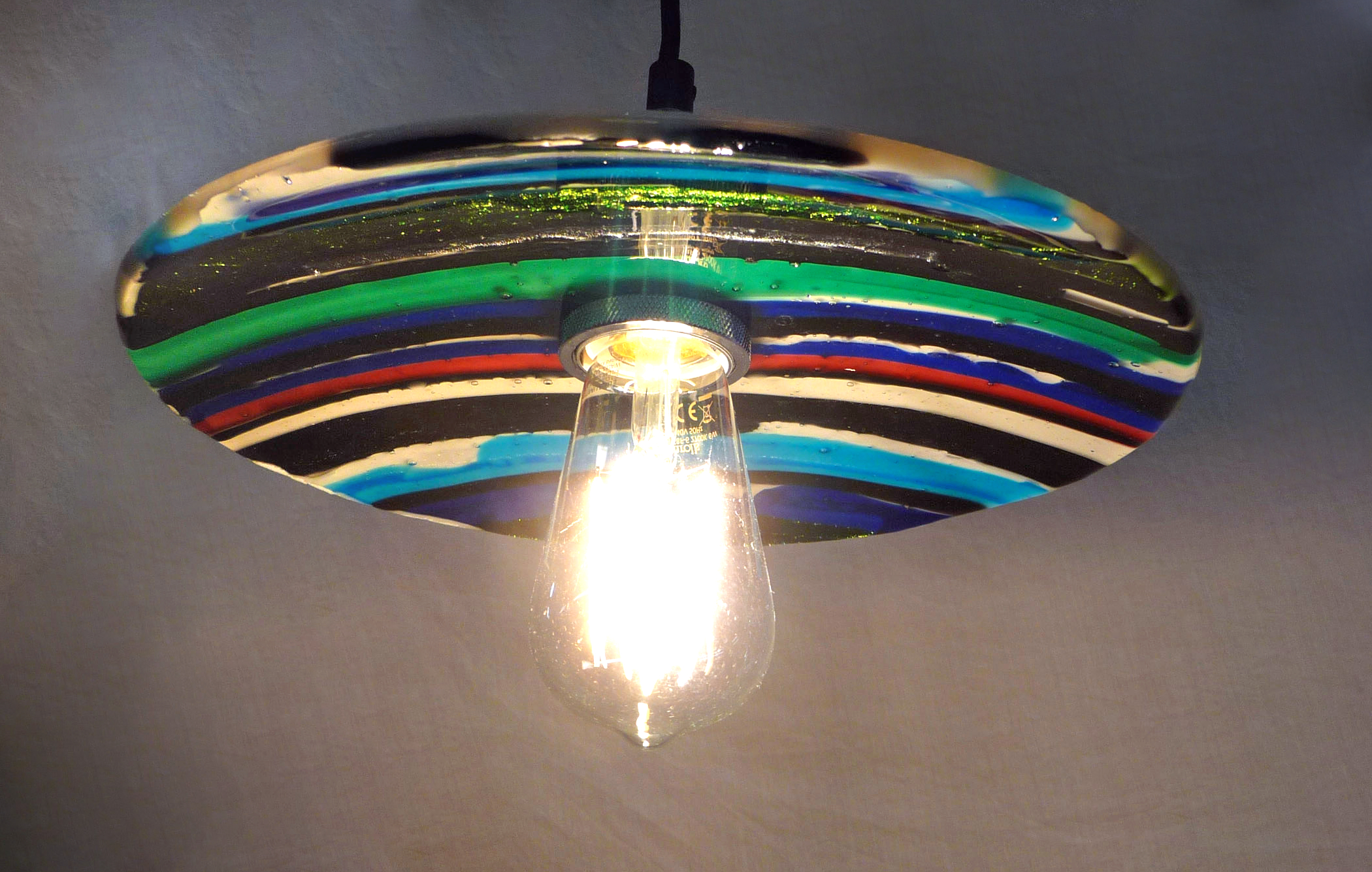 SALE Stripes Glass Lampshade with Pendant Fitting
