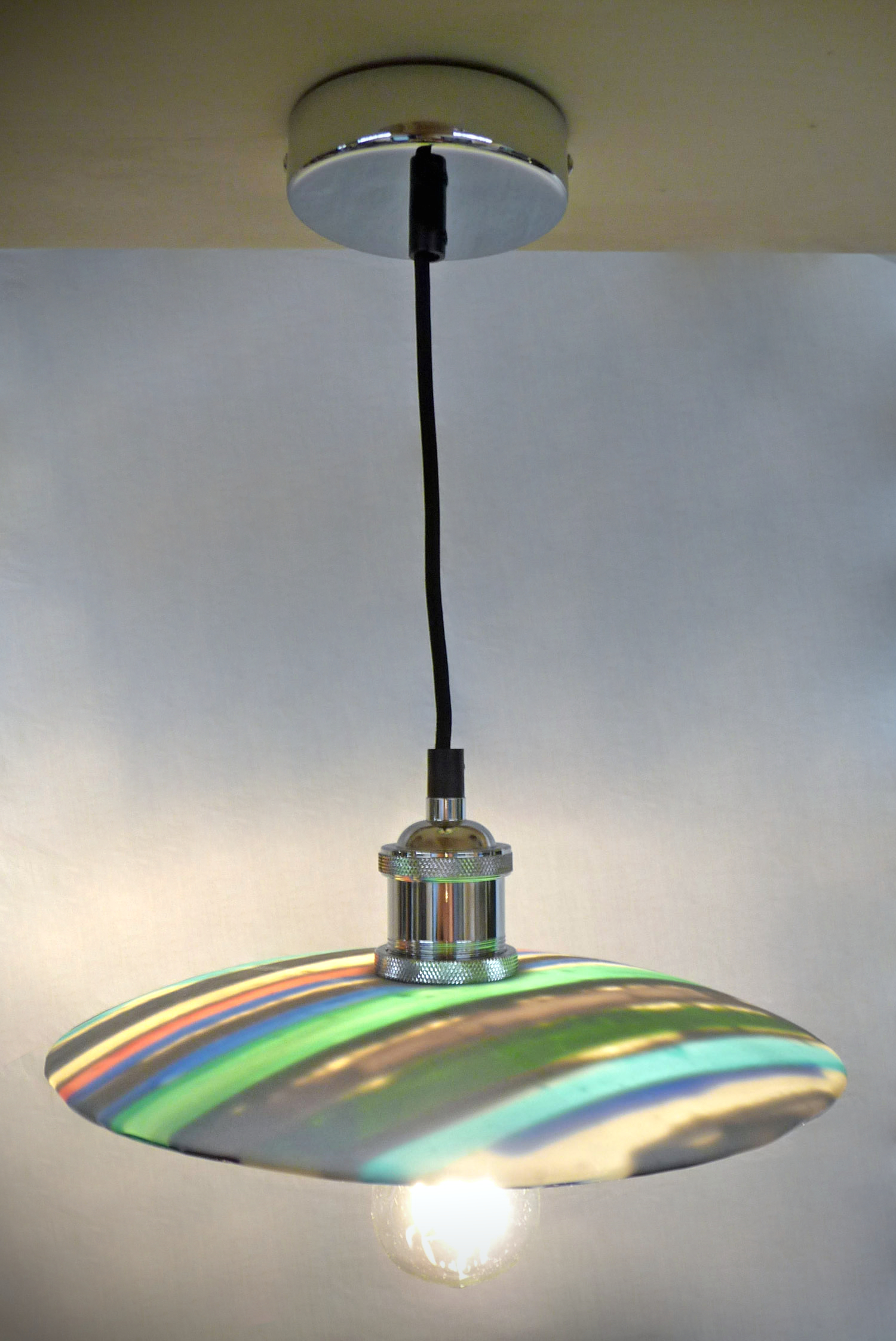 SALE Stripes Glass Lampshade with Pendant Fitting